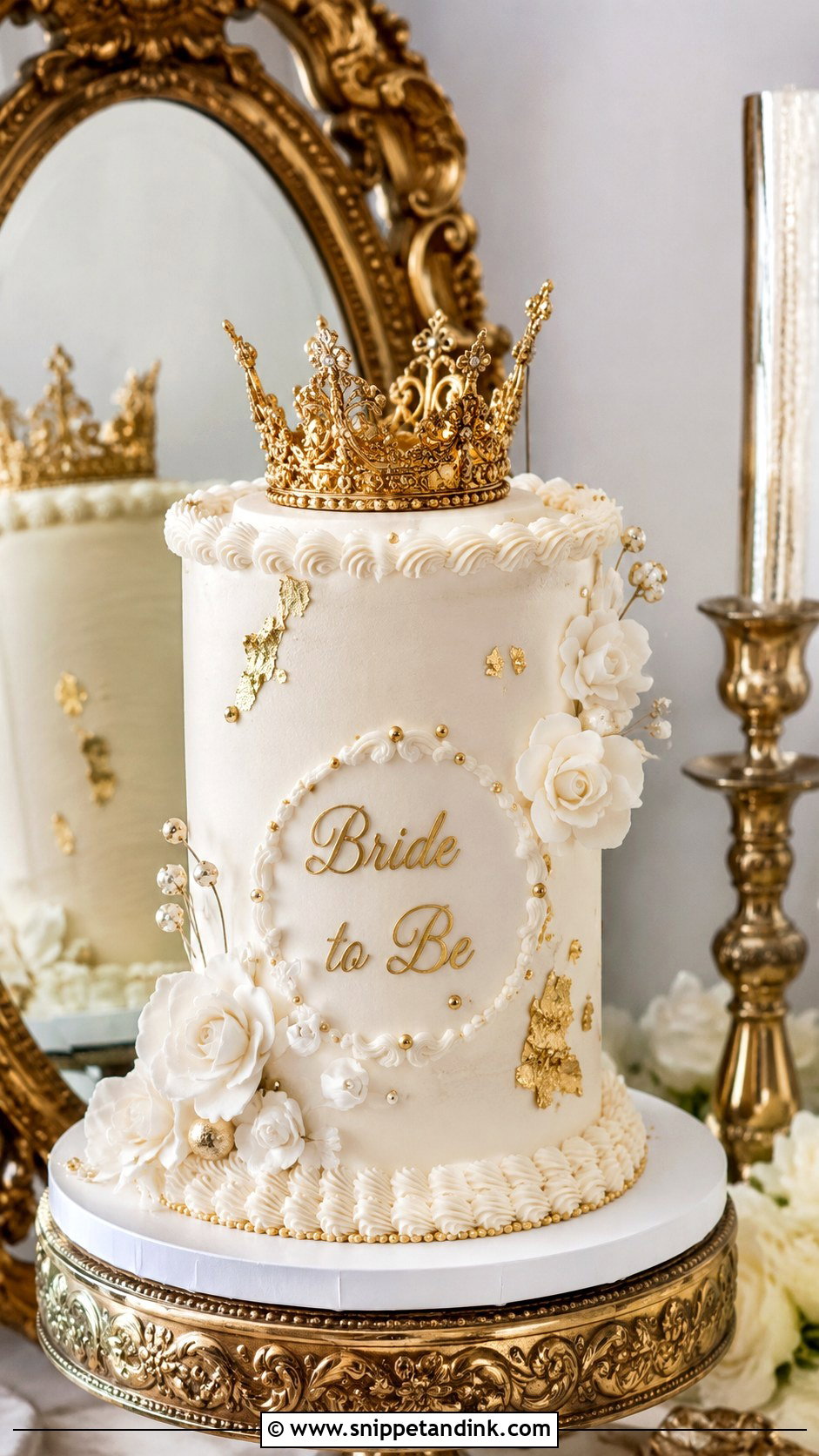 Gold Crown Bachelorette Cake - Snippet and Ink - 25 Let Them Eat Cake Bachelorette Ideas for Wedding