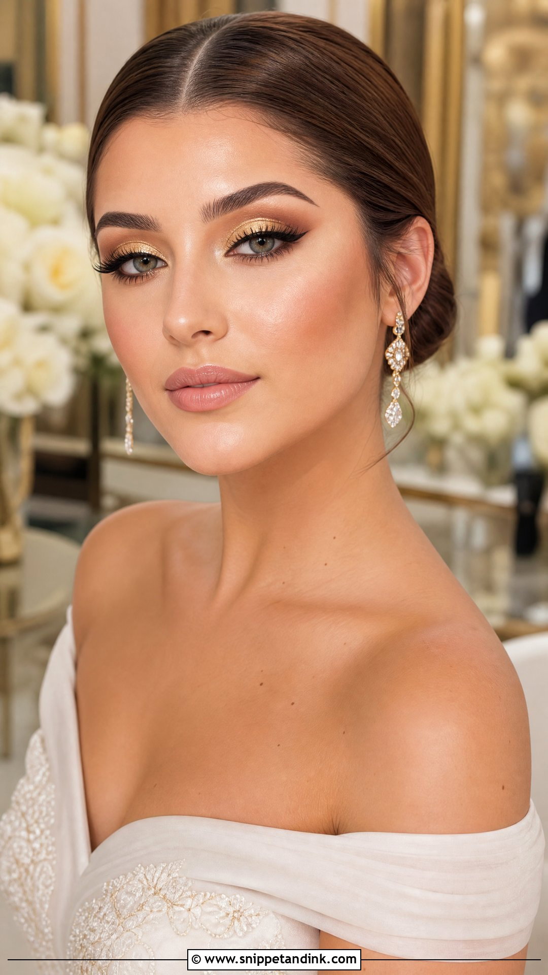 Gold Cut Crease Bridal Makeup - Snippet and Ink - 20 Gold Wedding Makeup Brides