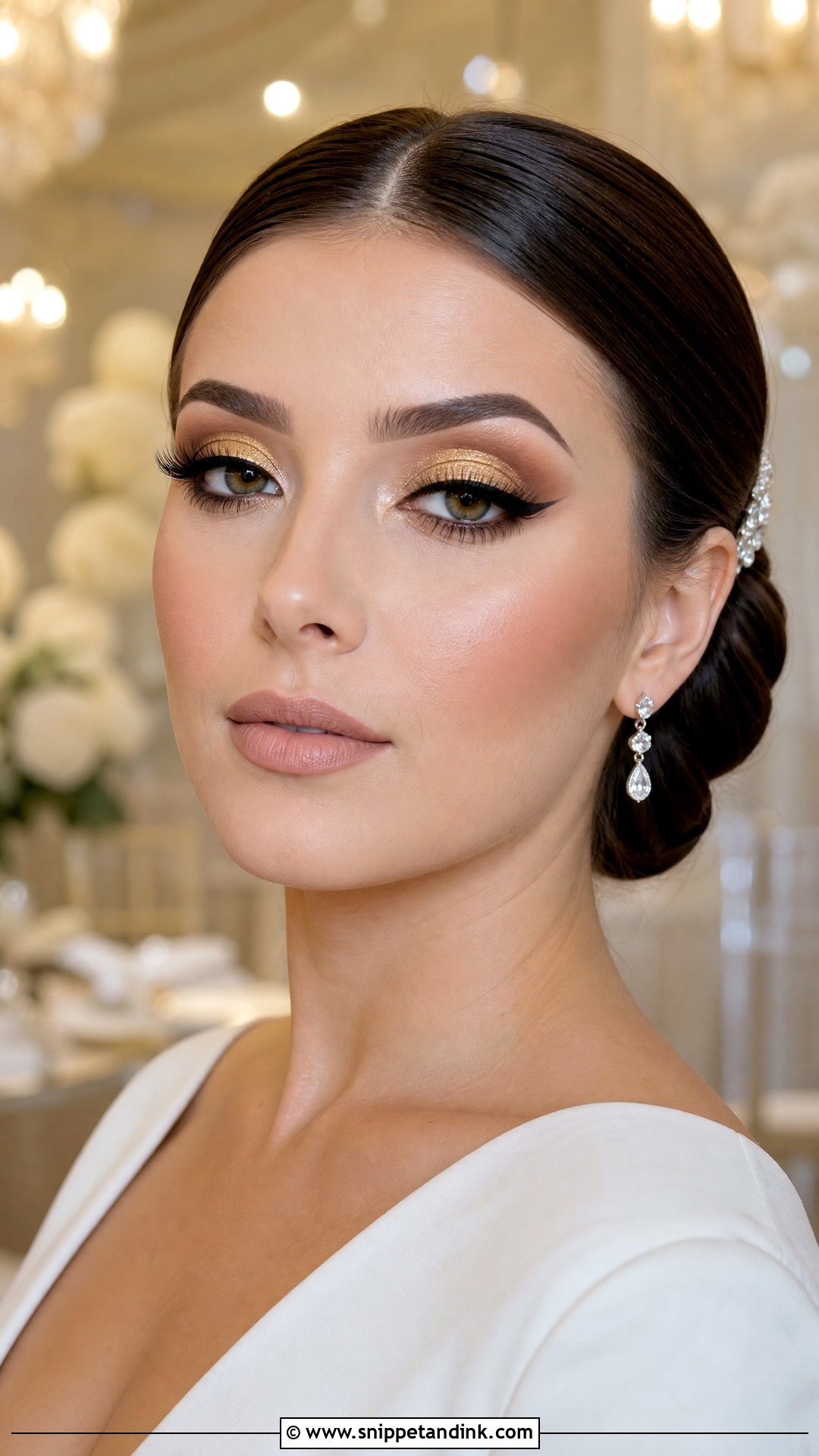 Gold Cut Crease Wedding Makeup - Snippet and Ink - 20 Golden Wedding Makeup Ideas