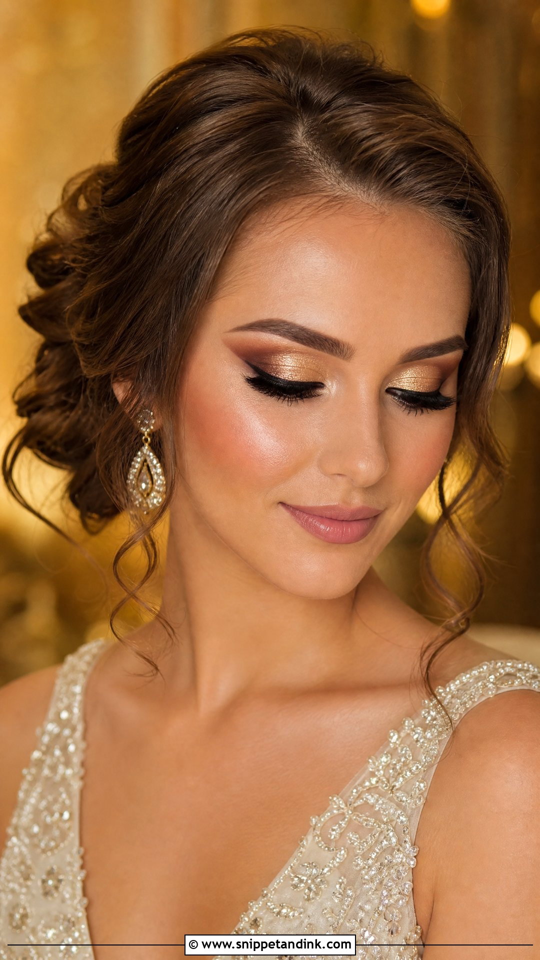 Gold Cut Crease Wedding Makeup - Snippet and Ink - 25 Dramatic Wedding Makeup Ideas