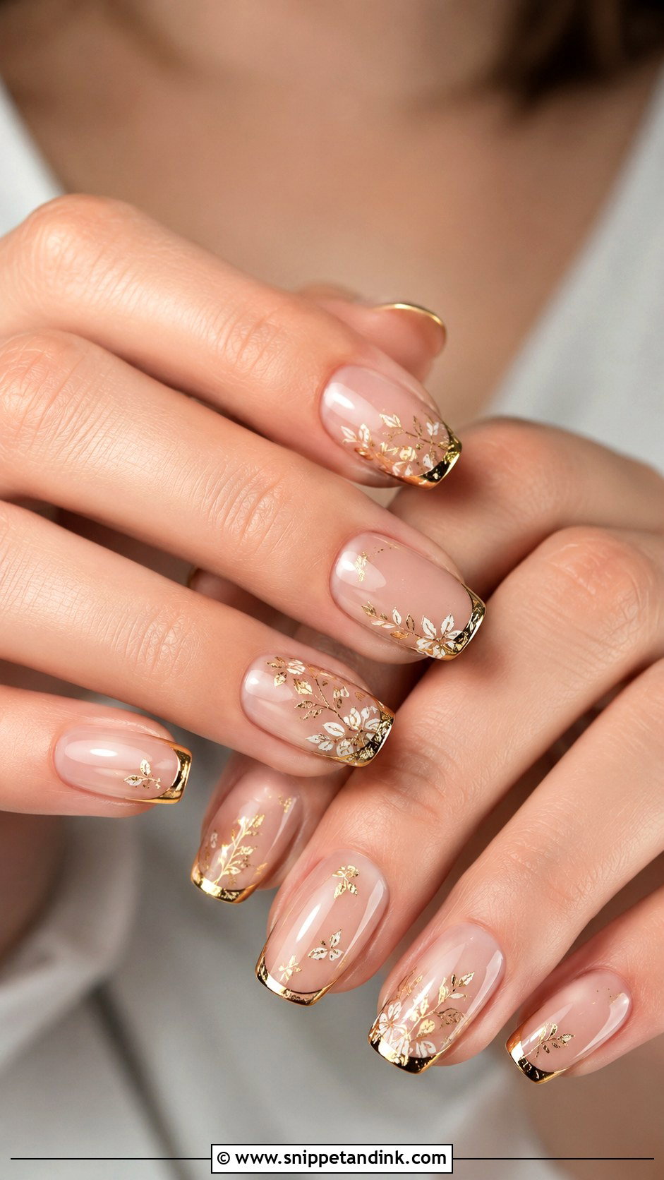 Gold Detail Spring Bridal Nails - Snippet and Ink - 20 Spring Bridal Nails