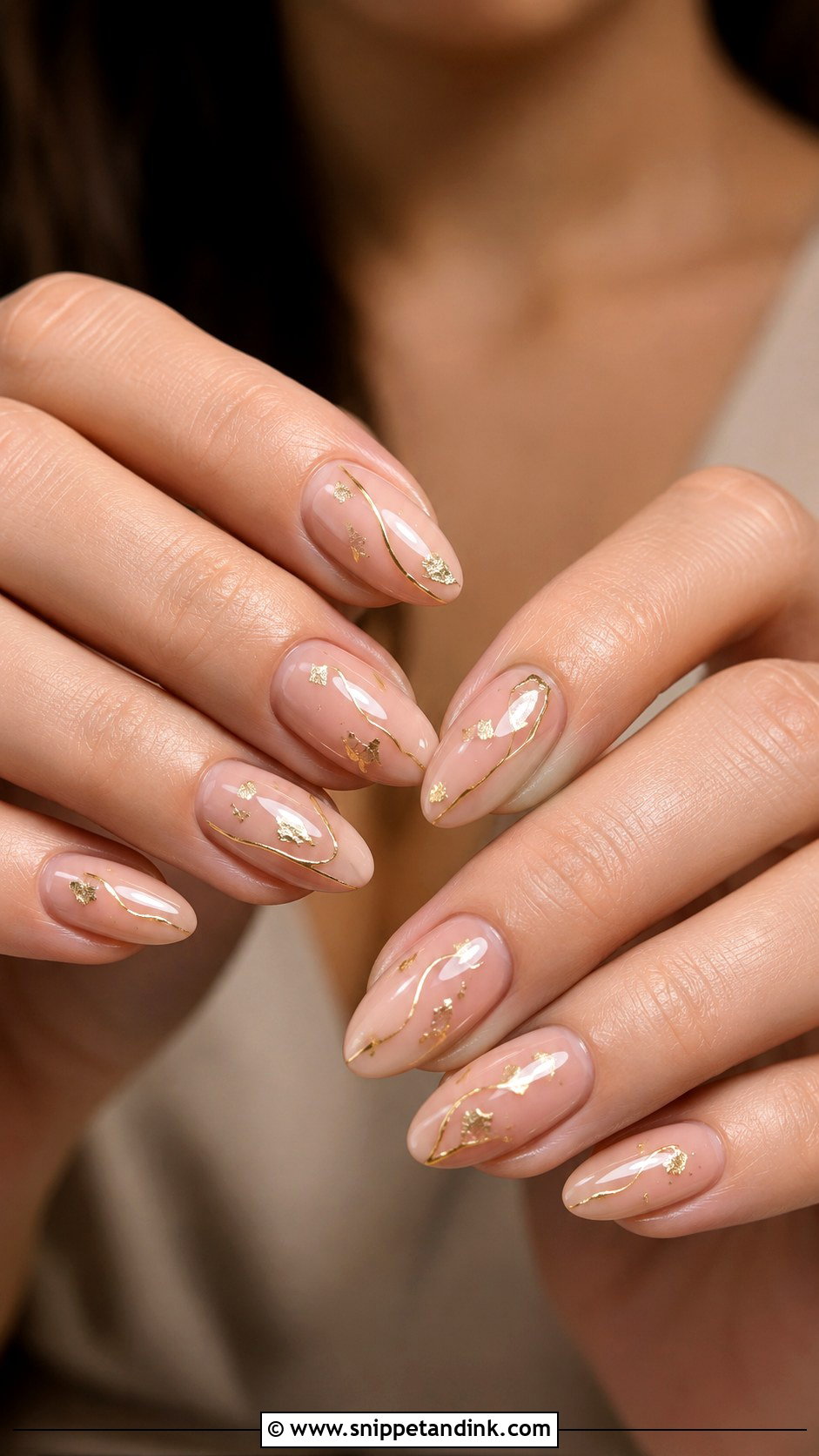 Gold Detail Wedding Guest Nails - Snippet and Ink - 20 Nail Ideas for Wedding Guest