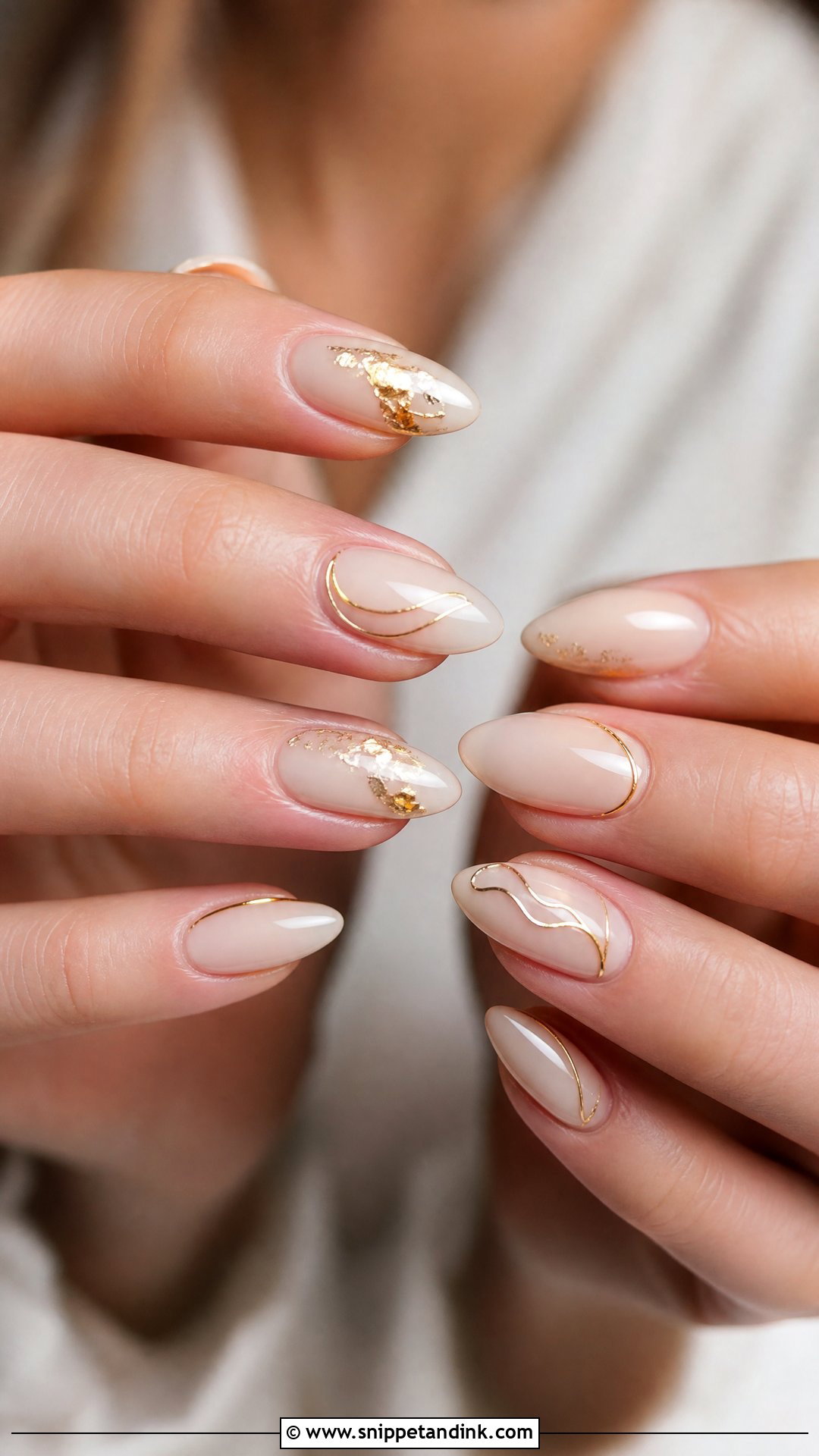 Gold Detail Wedding Nails - Snippet and Ink - 20 Pretty Wedding Nails