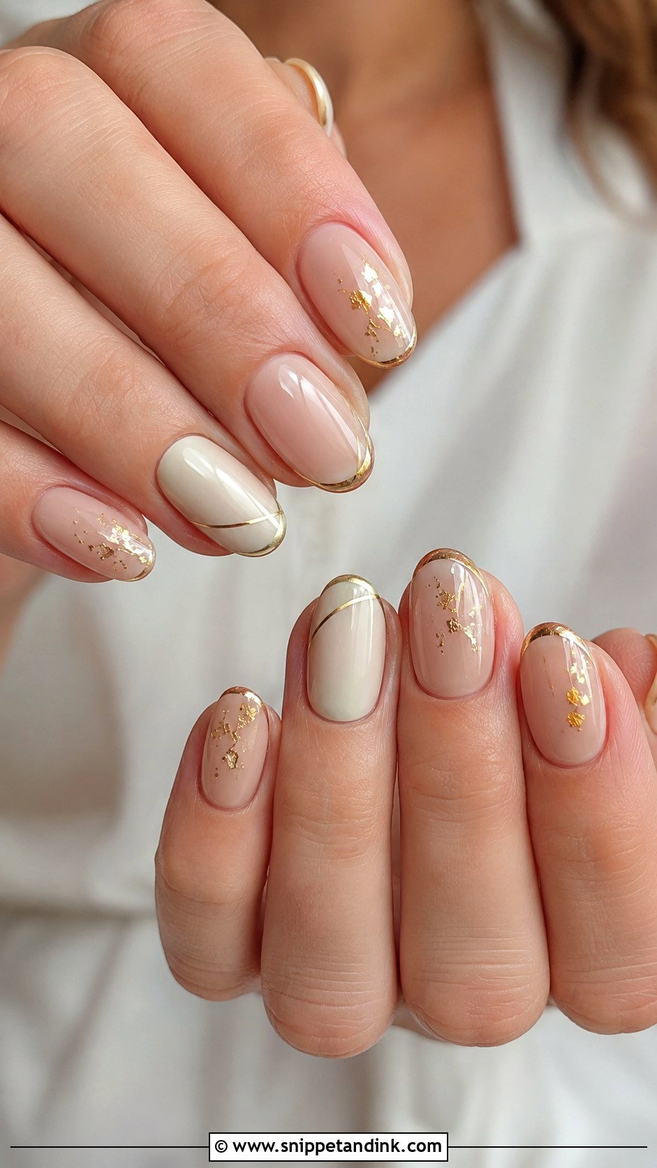 Gold Detail Wedding Nails - Snippet and Ink - 20 Wedding Season Nails
