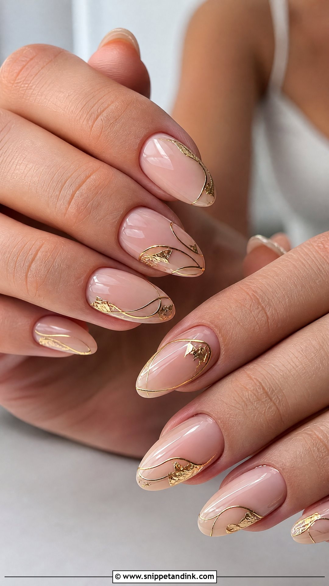 Gold Detail Wedding Nails - Snippet and Ink - 25 Elegant Wedding Nails Design
