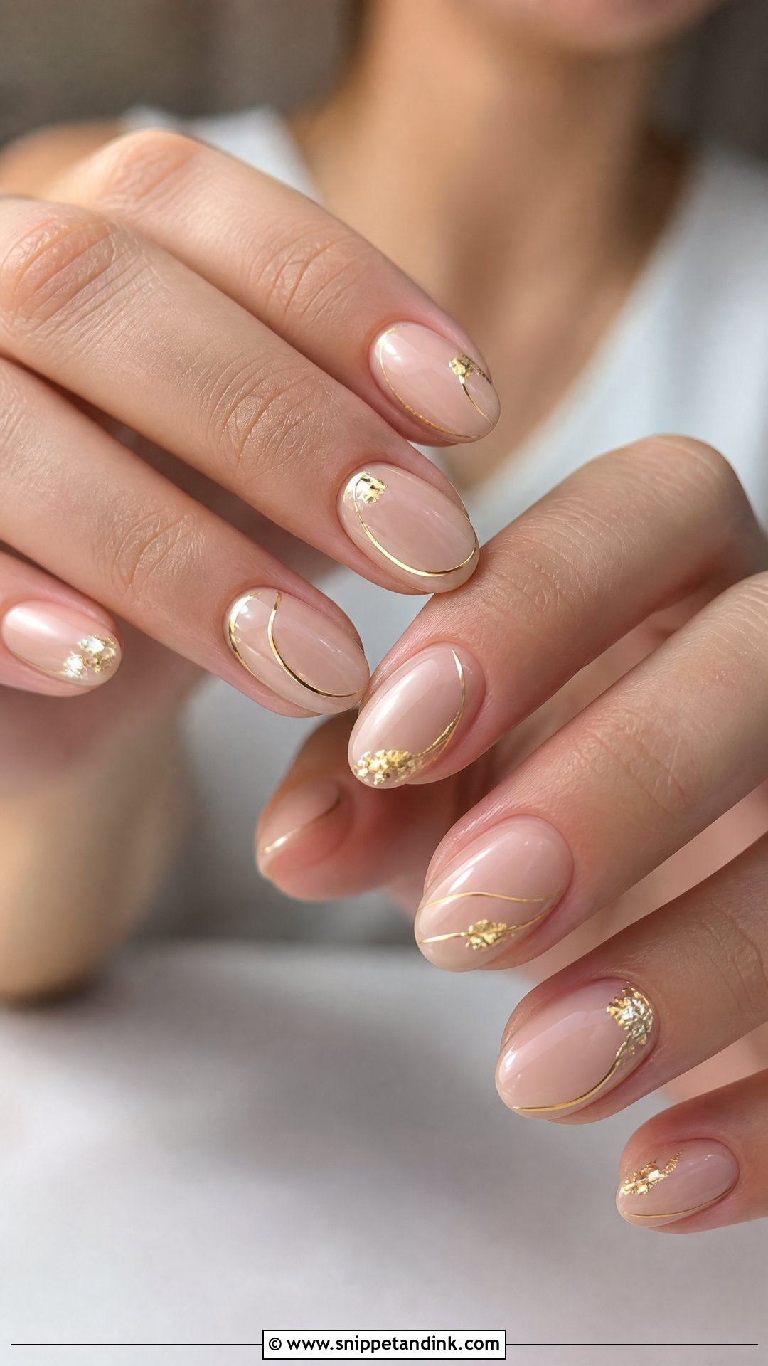 Gold Detail Wedding Nails - Snippet and Ink - 25 Trendy Wedding Nails