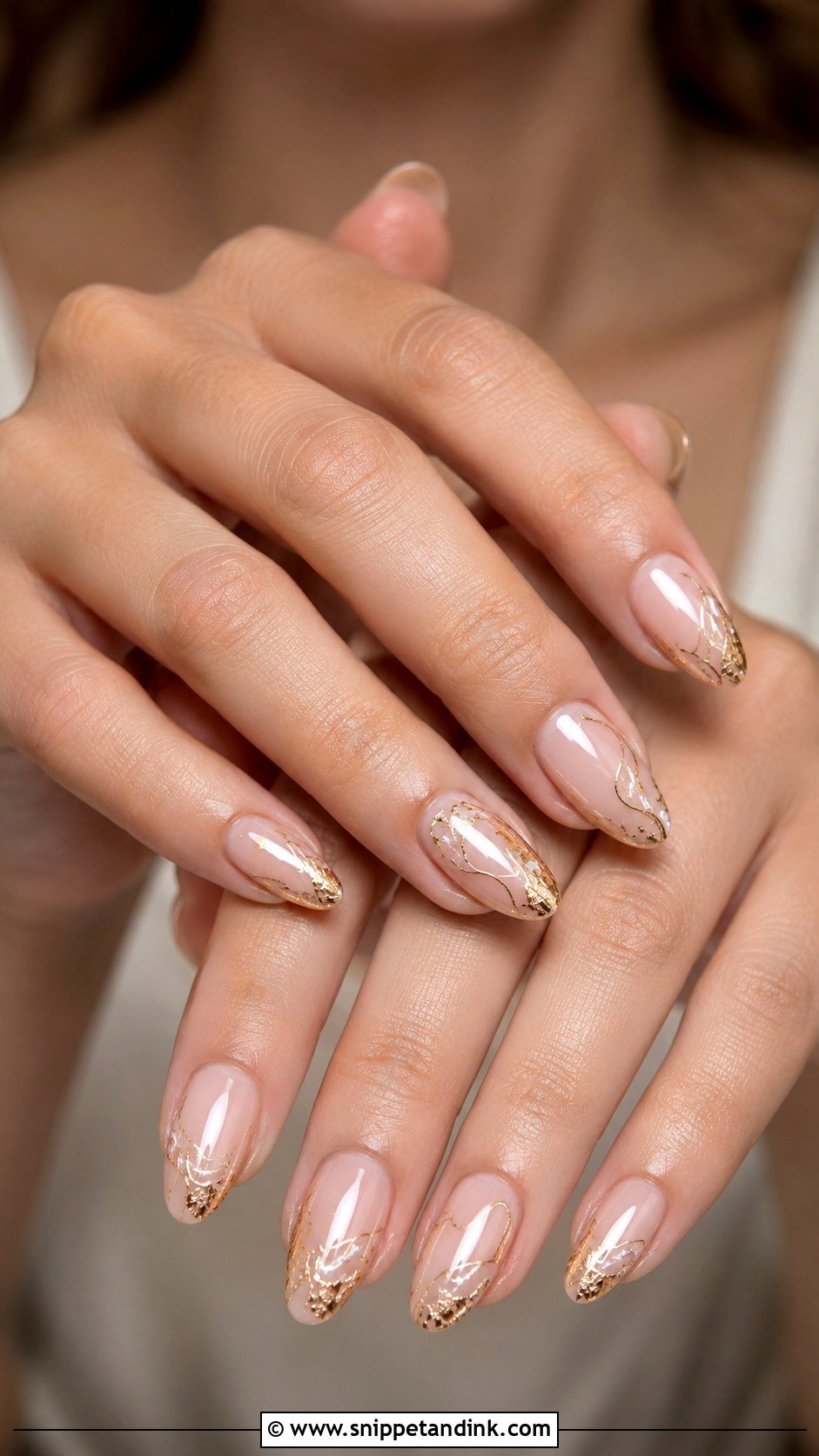 Gold Detail Wedding Nails - Snippet and Ink - 30 Best Wedding Nails Brides