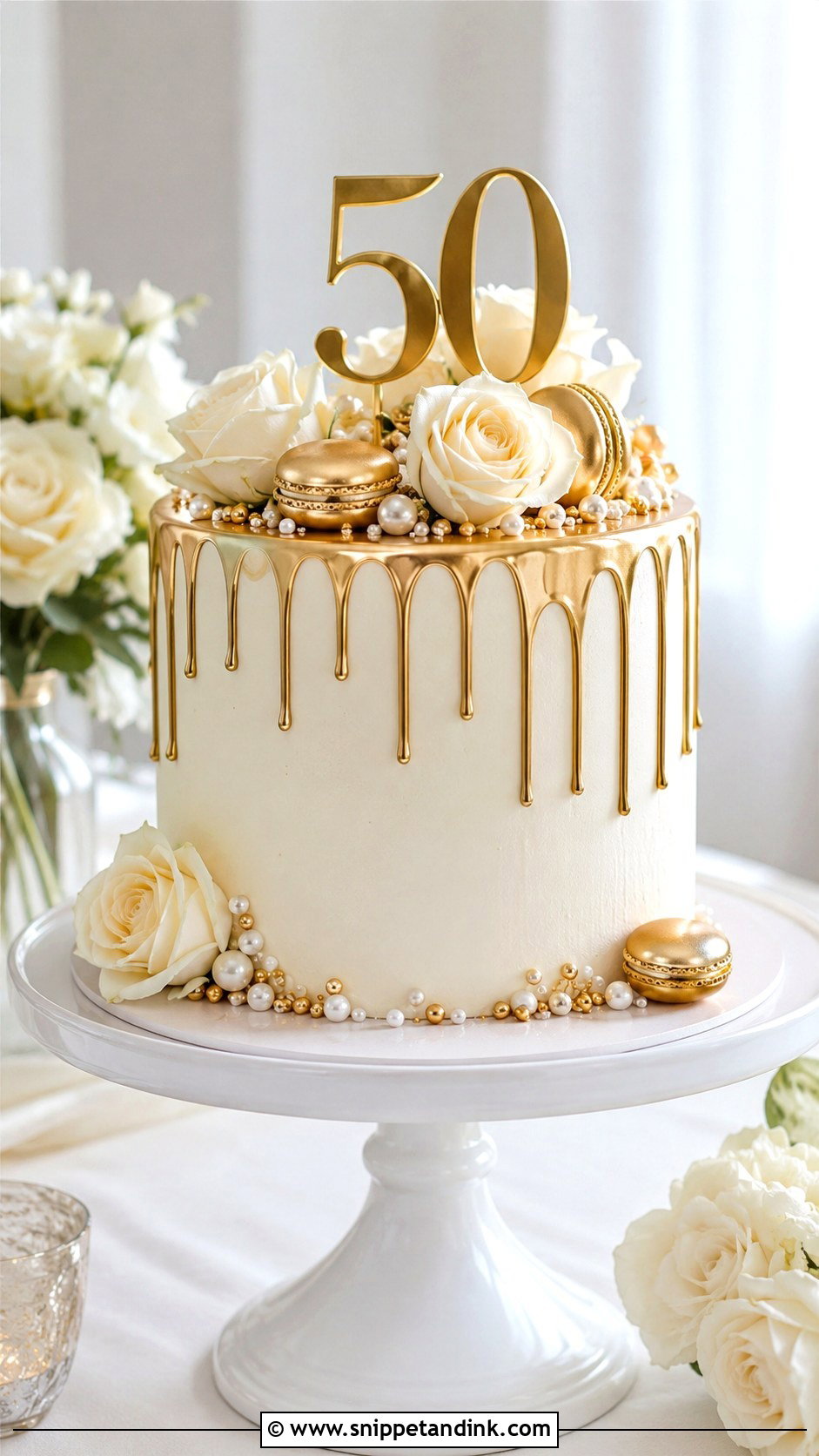 Gold Drip 50th Wedding Anniversary Cake - Snippet and Ink - 20 Gold 50th Wedding Anniversary Cakes
