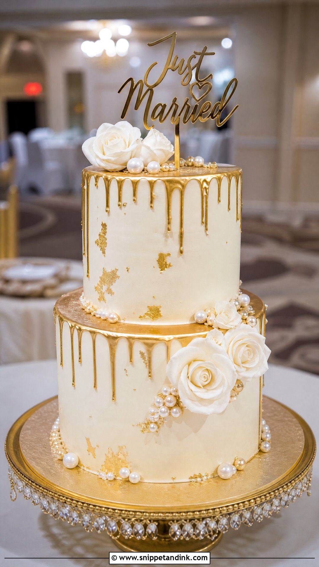 Gold Drip Wedding Cake - Snippet and Ink - 20 Send Off Cake Ideas for Wedding