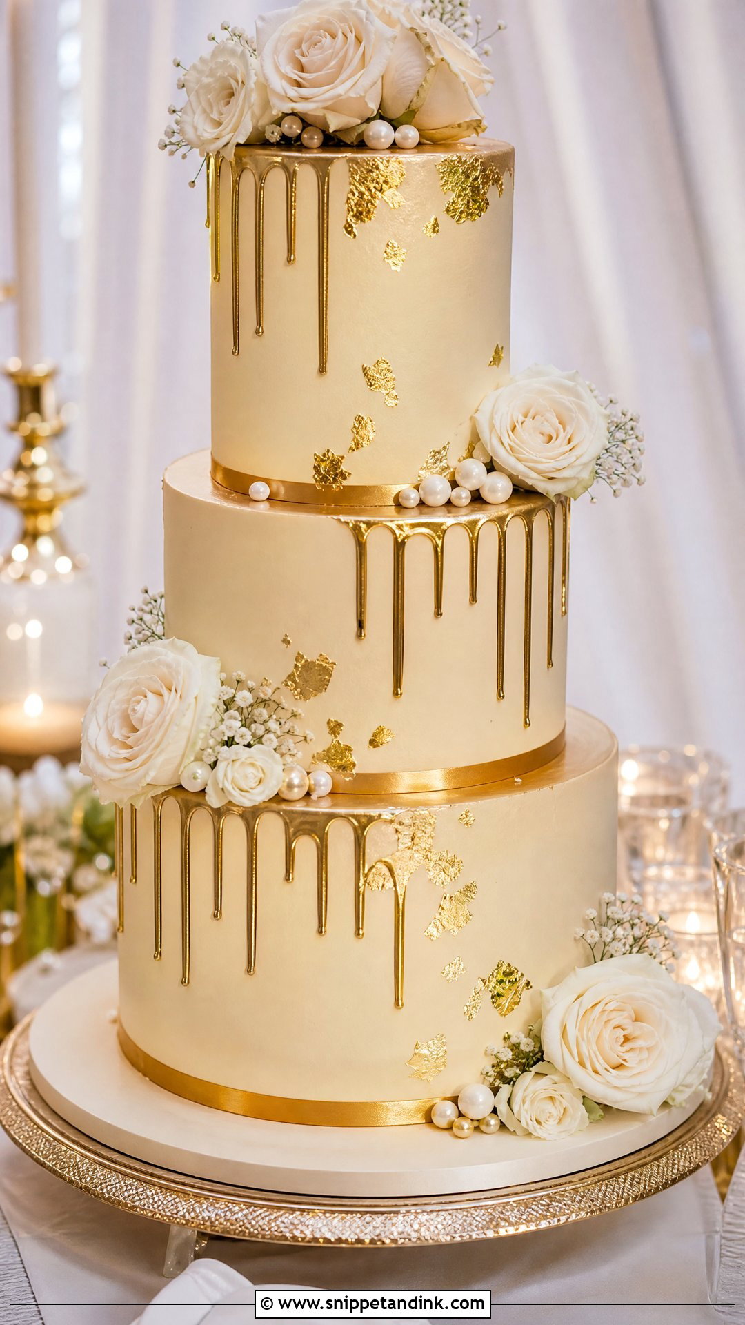Gold Drip Wedding Cake - Snippet and Ink - 30 Drip Cakes for Wedding