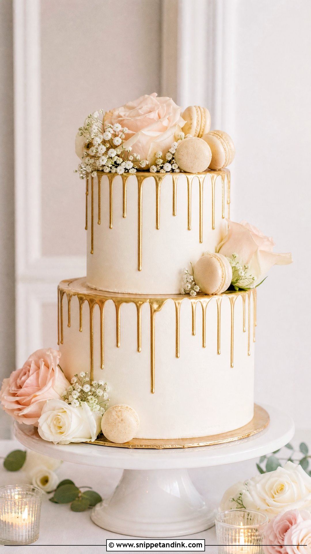 Gold Drip Wedding Cake - Snippet and Ink - 35 Gold Cake Ideas for Wedding