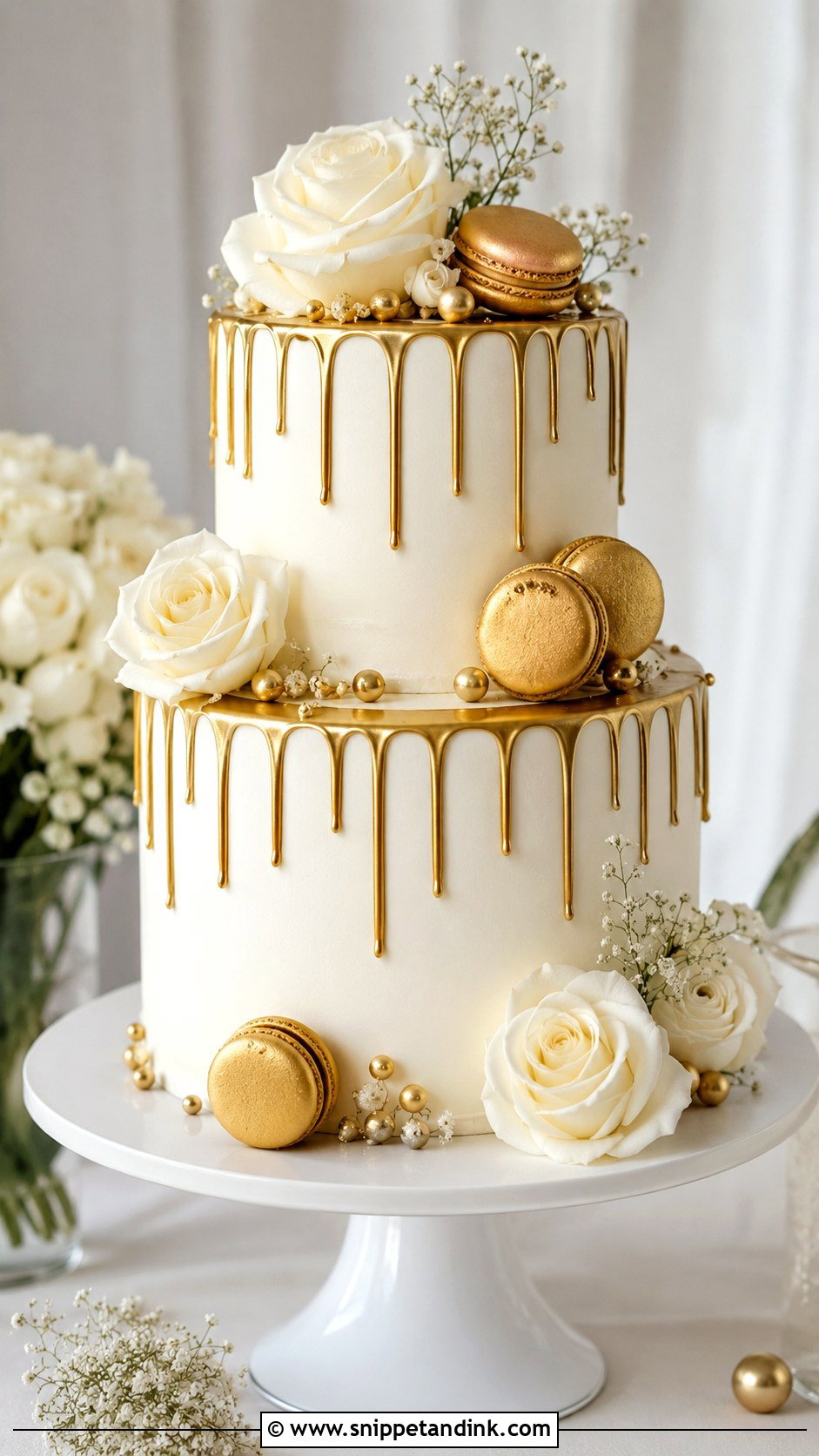 Gold Drip Wedding Cake - Snippet and Ink - 20 Cake Ideas with Gold for Wedding