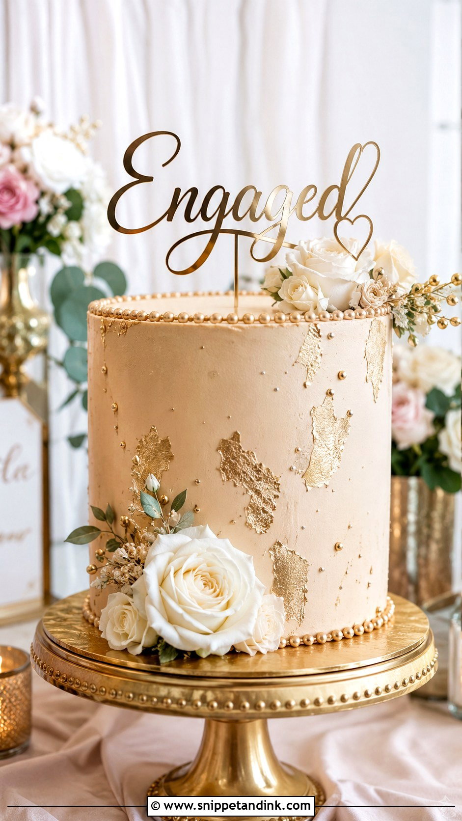 Gold Engagement Cake - Snippet and Ink - 20 Engagement Cake Images