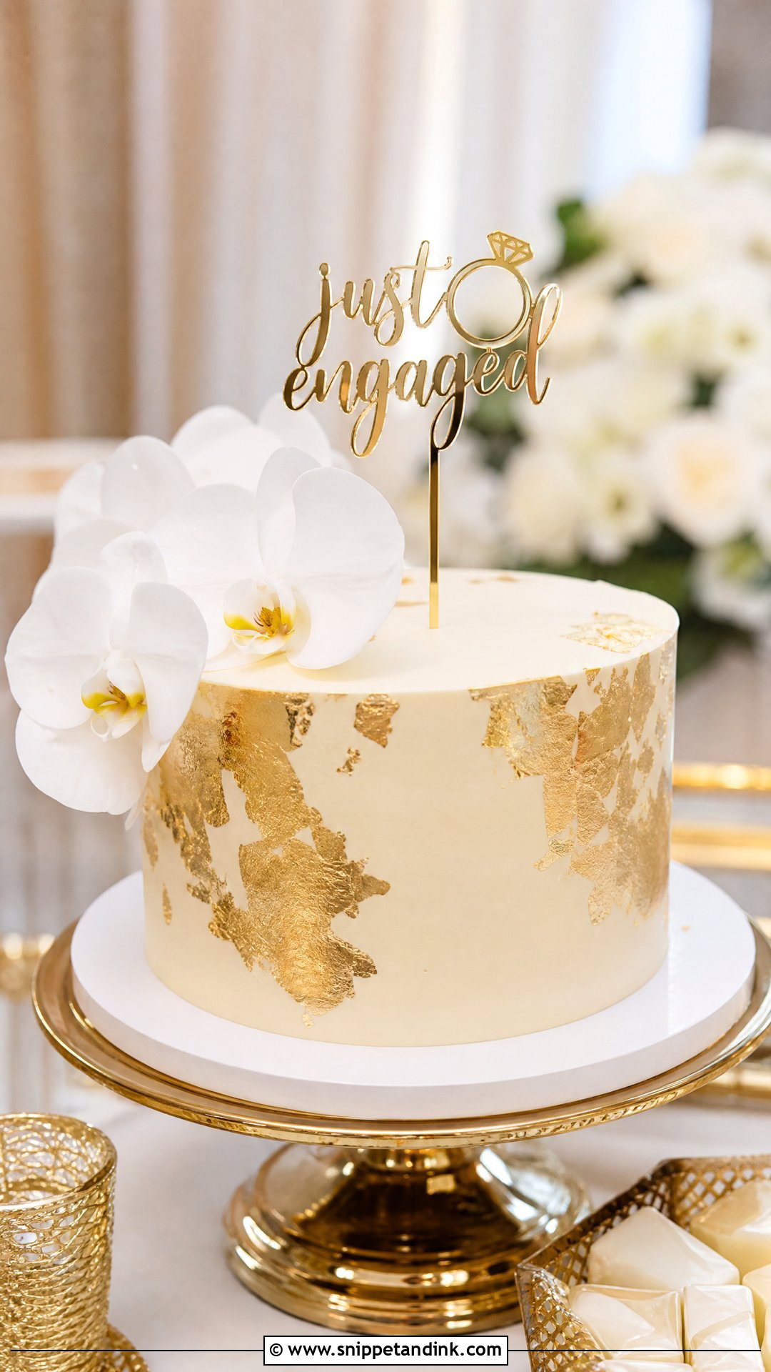 Gold Engagement Cake - Snippet and Ink - 25 Engagement Cake Ideas