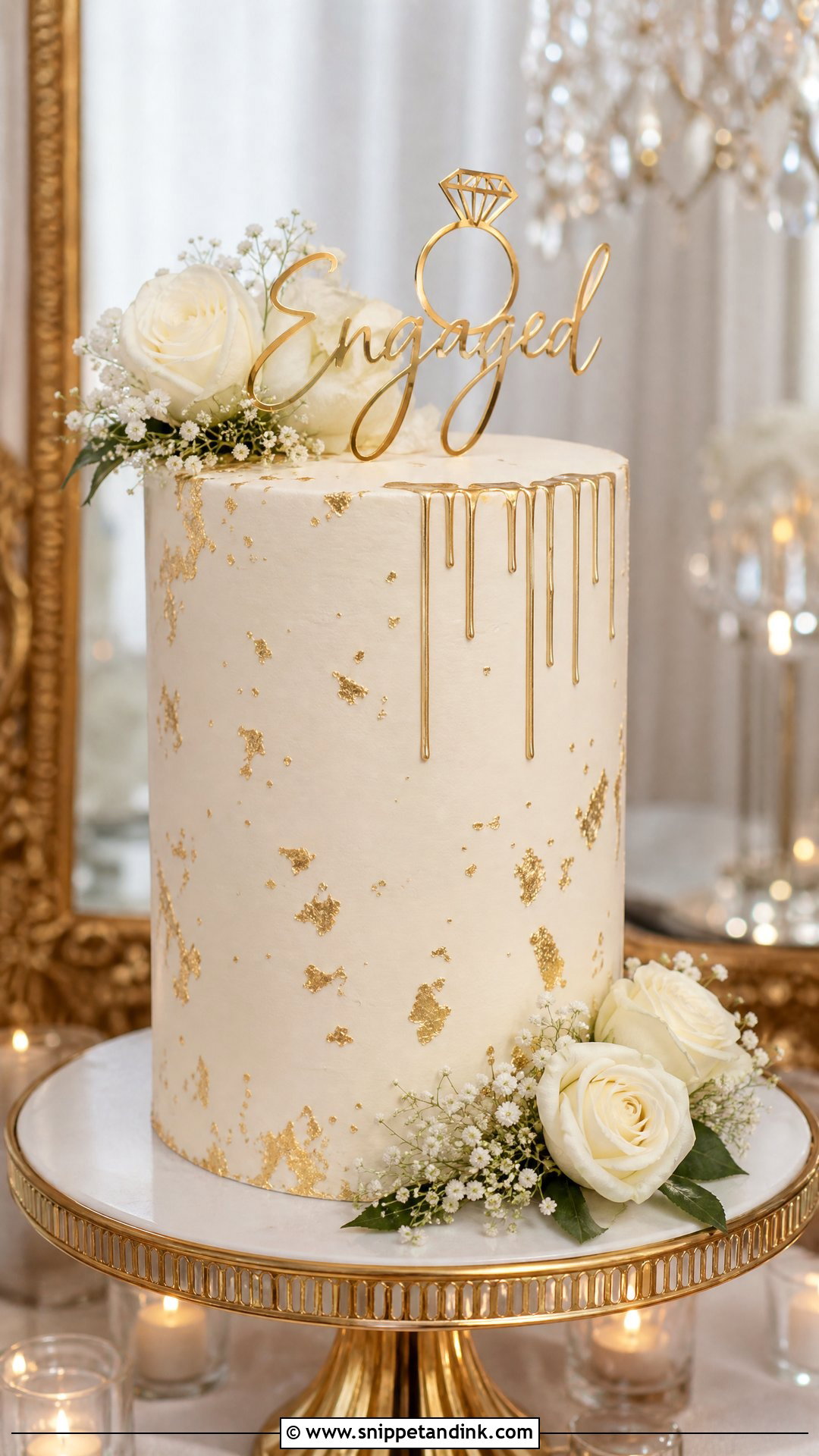 Gold Engagement Cake - Snippet and Ink - 30 Engagement Cakes