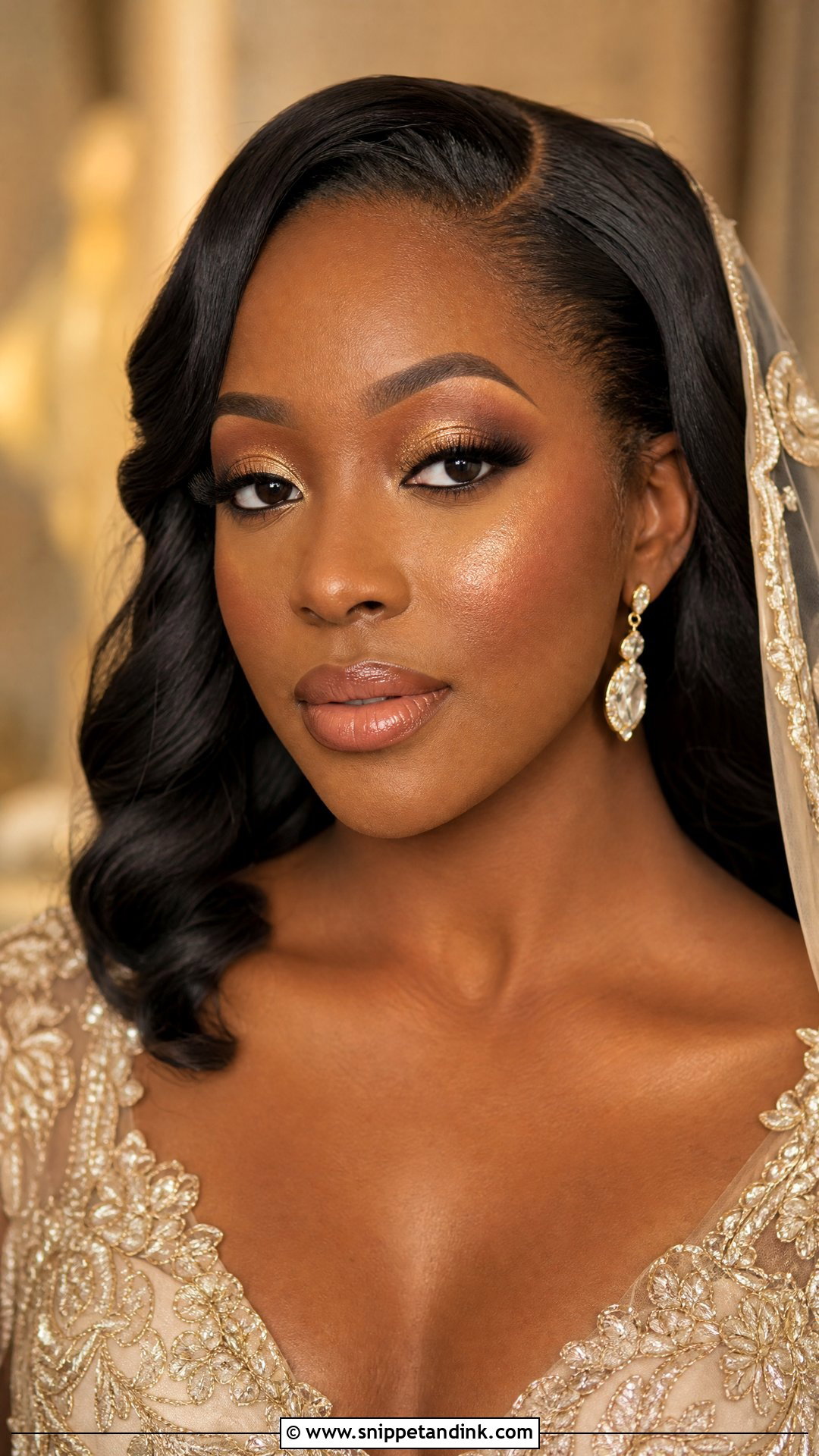 Gold Eye Bridal Makeup For Dusky Skin - Snippet and Ink - 20 Dusky Skin Bridal Makeup Ideas