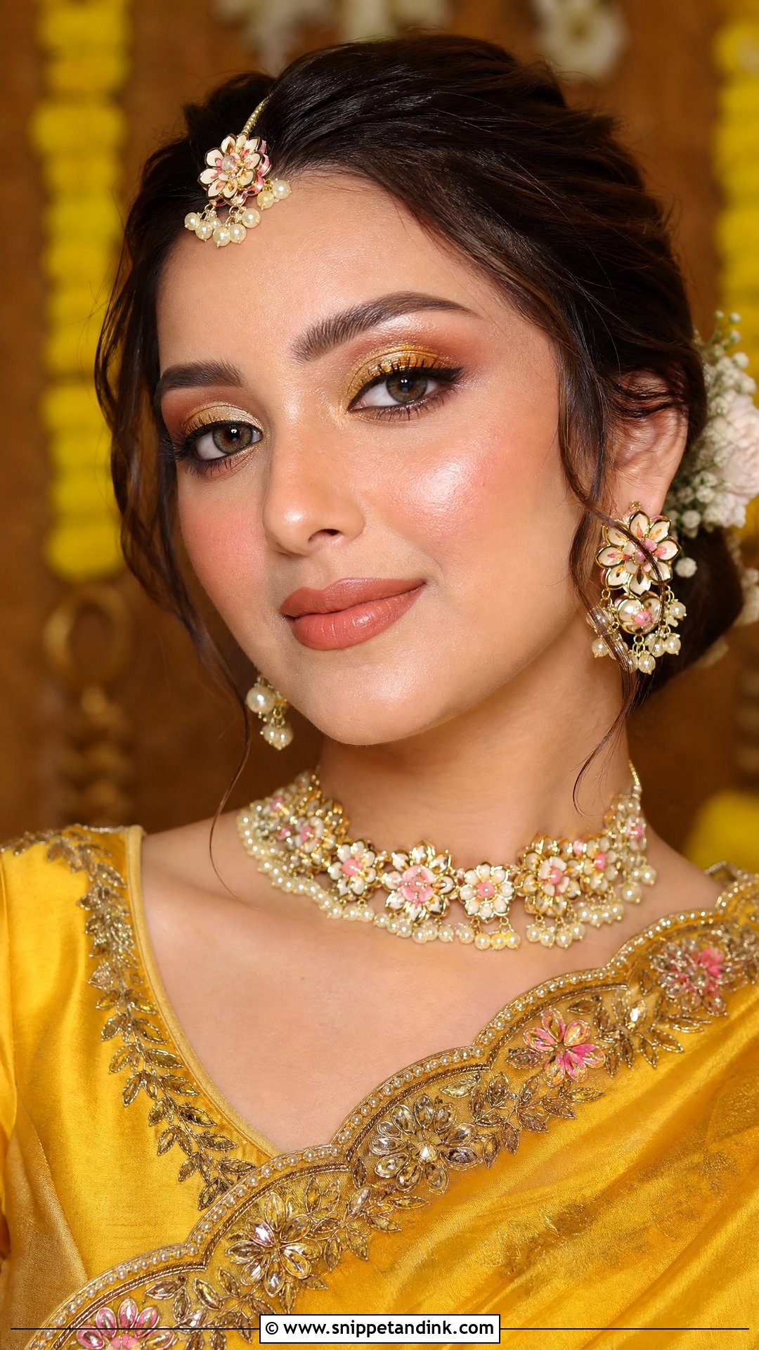 Gold Eye Haldi Bridal Makeup - Snippet and Ink - 25 Haldi Bridal Look Ideas