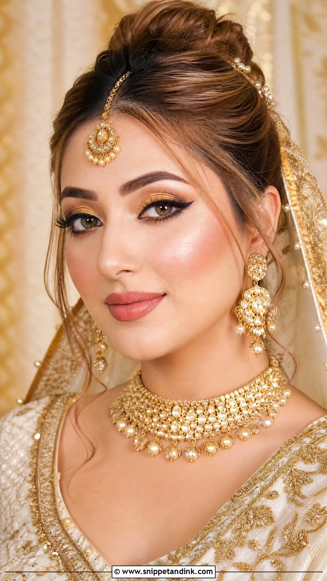 Gold Eye Indian Bridal Makeup - Snippet and Ink - 20 Indian Wedding Bride Makeup Looks
