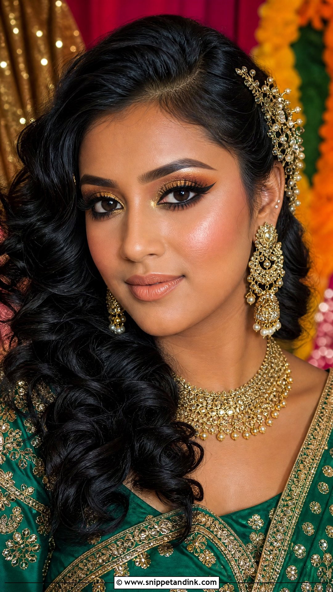 Gold Eye Mehndi Bride Makeup - Snippet and Ink - 20 Mehndi Bride Makeup Ideas