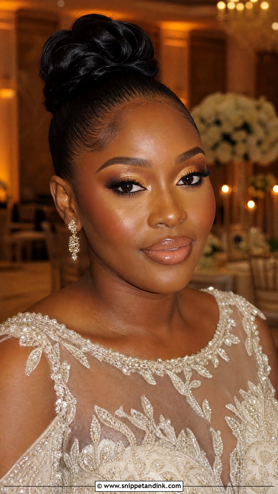 Gold Eyeshadow Black Bride Makeup - Snippet and Ink - 20 Black Wedding Makeup Ideas