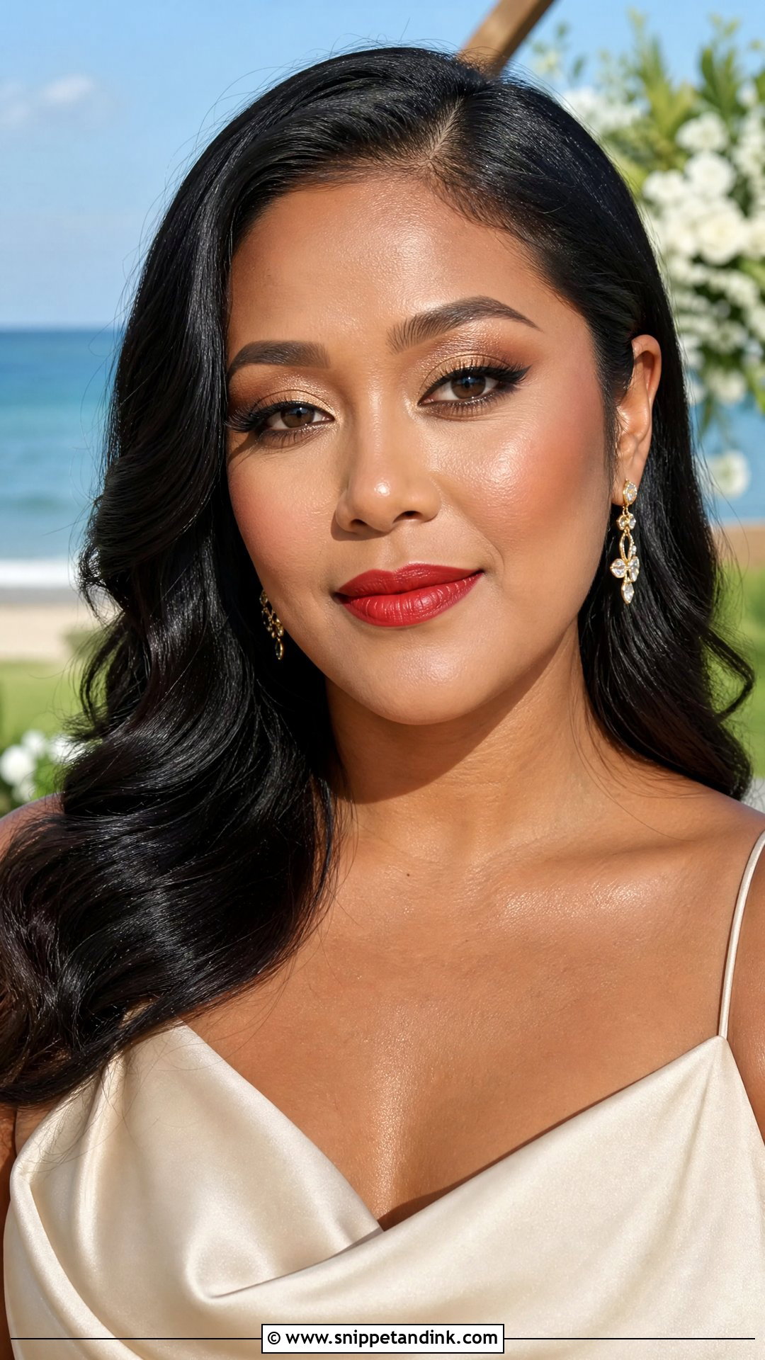 Gold Eyeshadow Red Lip Wedding Guest Makeup - Snippet and Ink - 20 Wedding Guest Makeup Red Lips