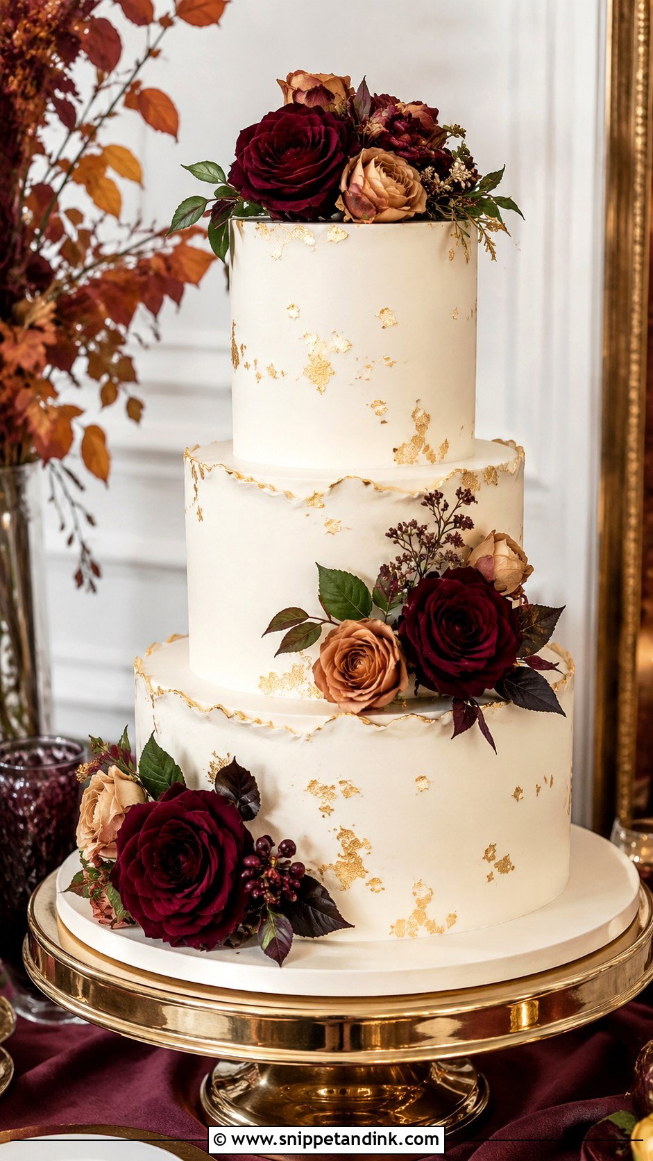 Gold Fall Wedding Cake - Snippet and Ink - 20 Wedding Cakes for Fall