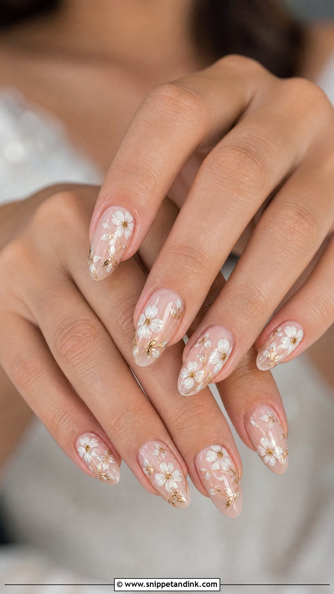 Gold Floral Bride Nails - Snippet and Ink - 25 Elegant Gold Bride Wedding Nails