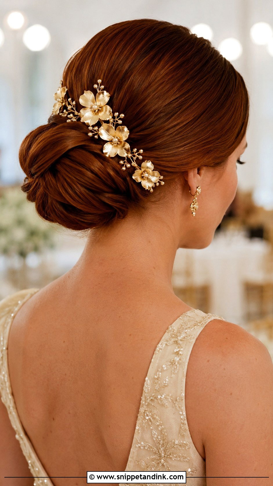 Gold Floral Hair Accessory Wedding Hair - Snippet and Ink - 20 Flower Hair Accessories Wedding Ideas