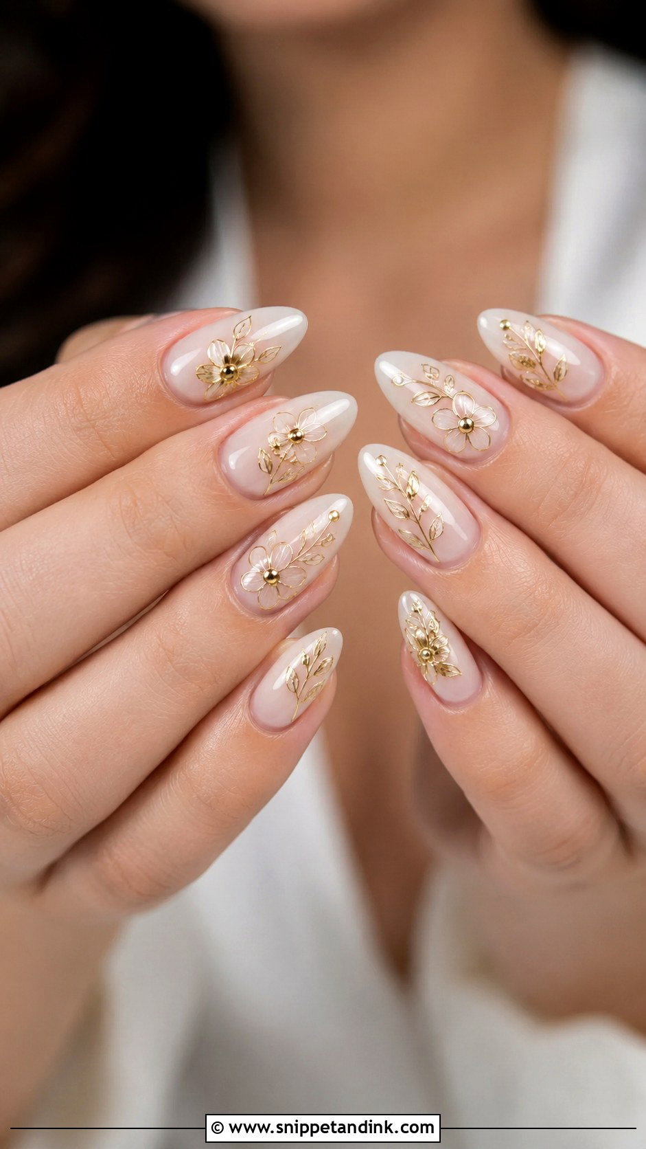 Gold Floral Wedding Nails - Snippet and Ink - 20 Gold Wedding Nails for Bride