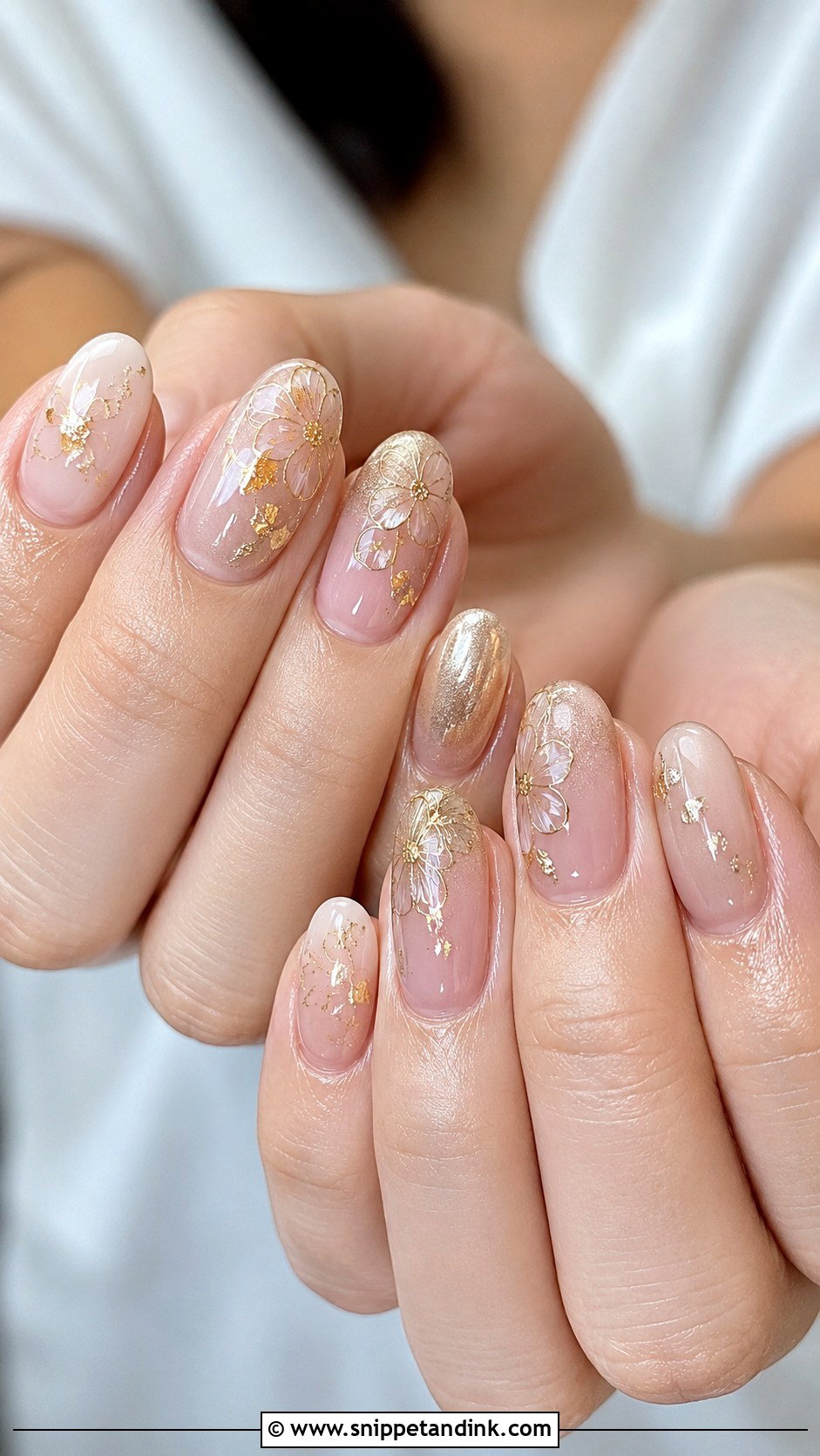 Gold Flower Wedding Nails - Snippet and Ink - 20 Flower Wedding Nails