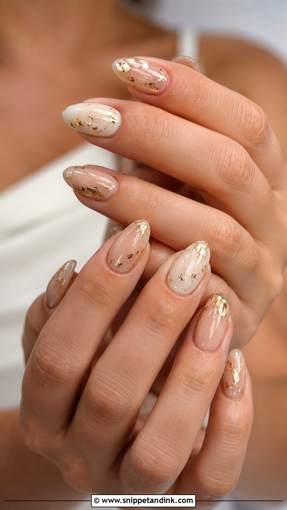 Gold Foil Bridal Nails - Snippet and Ink - 20 Elegant Bridal Nail Designs Brides