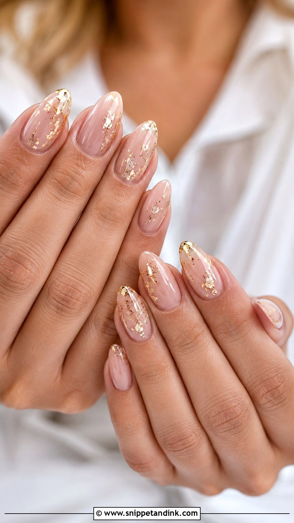 Gold Foil Bridal Nails - Snippet and Ink - 20 Romantic Nails Brides