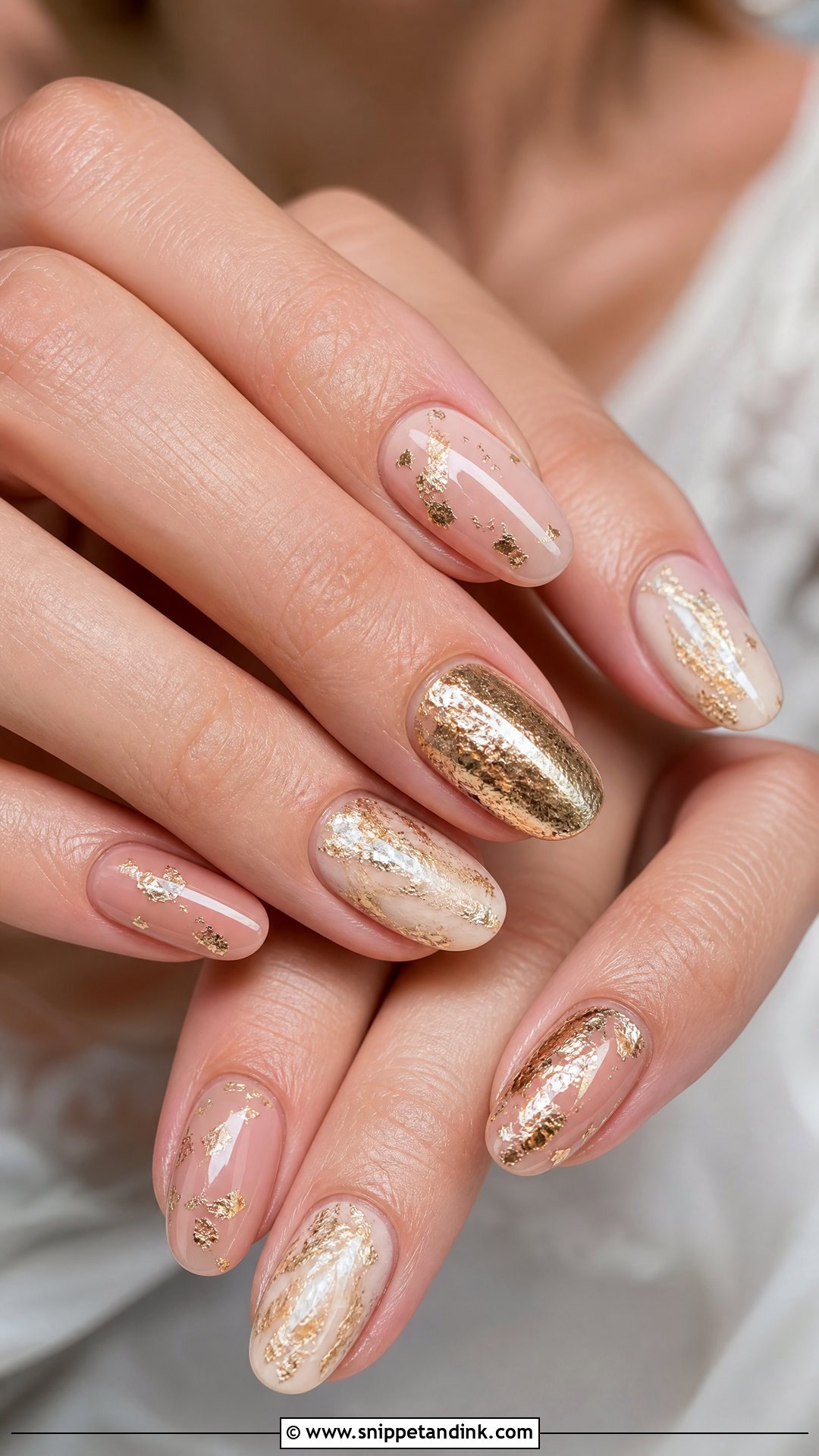 Gold Foil Bridal Nails - Snippet and Ink - 25 Bridal Nail Designs Brides