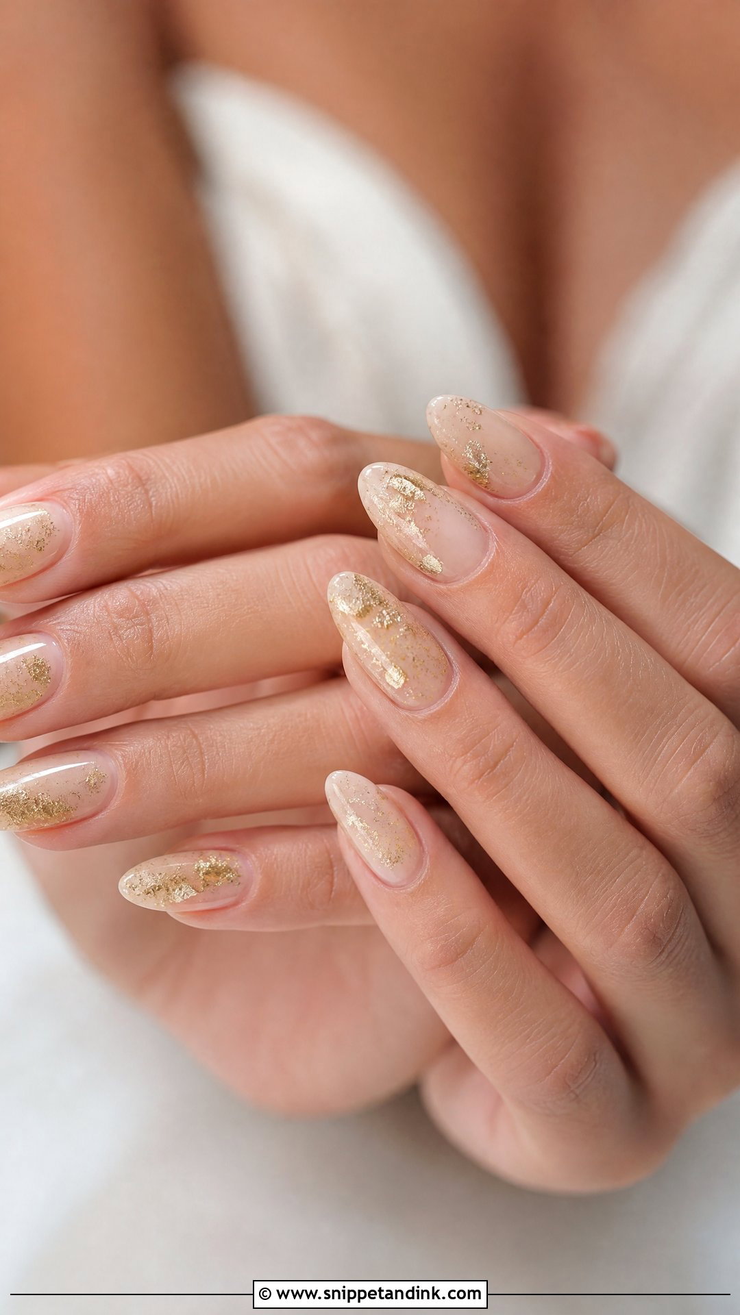 Gold Foil Bridal Nails - Snippet and Ink - 25 Bridal Nails Ideas