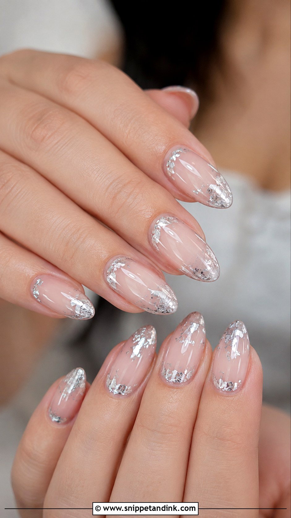 Gold Foil Bridal Nails - Snippet and Ink - 30 Bridal Nail Ideas