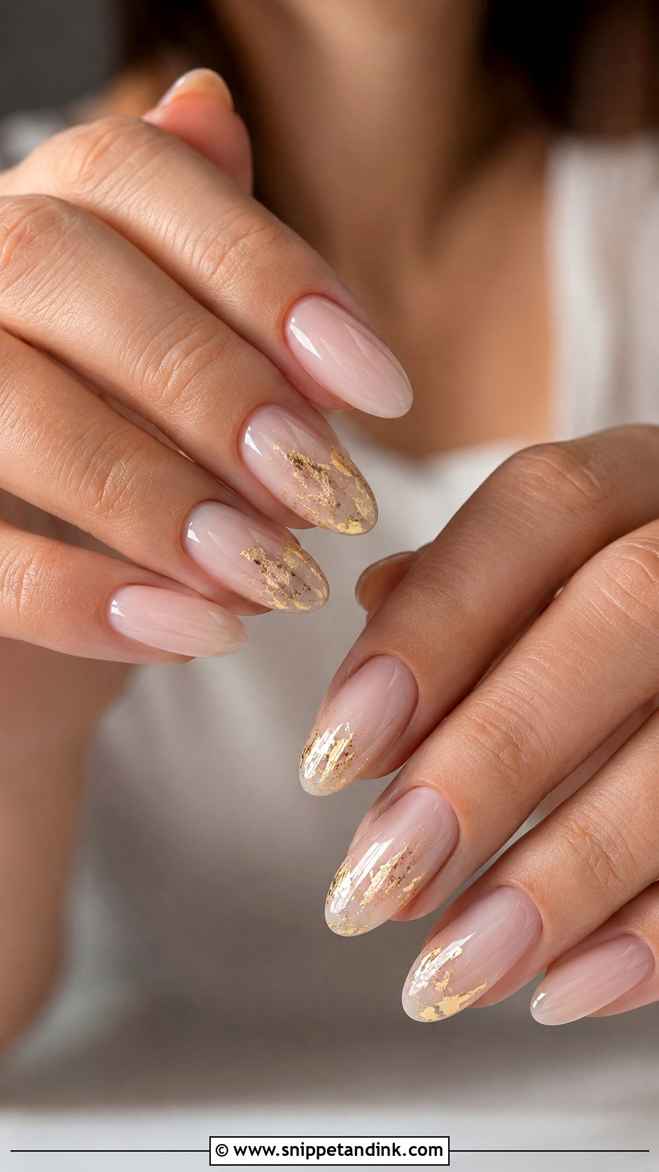 Gold Foil Bridal Nails - Snippet and Ink - 30 Elegant Bridal Nails Wedding