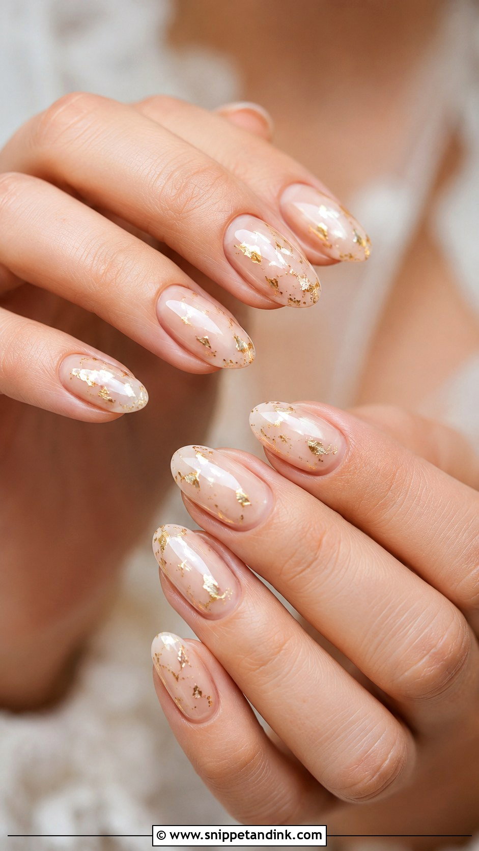 Gold Foil Bridal Nails - Snippet and Ink - 20 Bridal Nail Inspiration Ideas