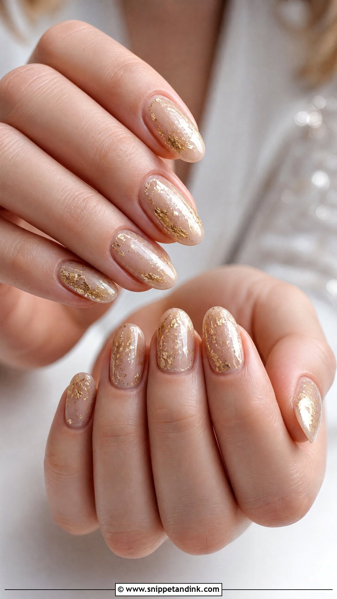Gold Foil Bride Nails - Snippet and Ink - 25 Nail Bride Wedding Ideas