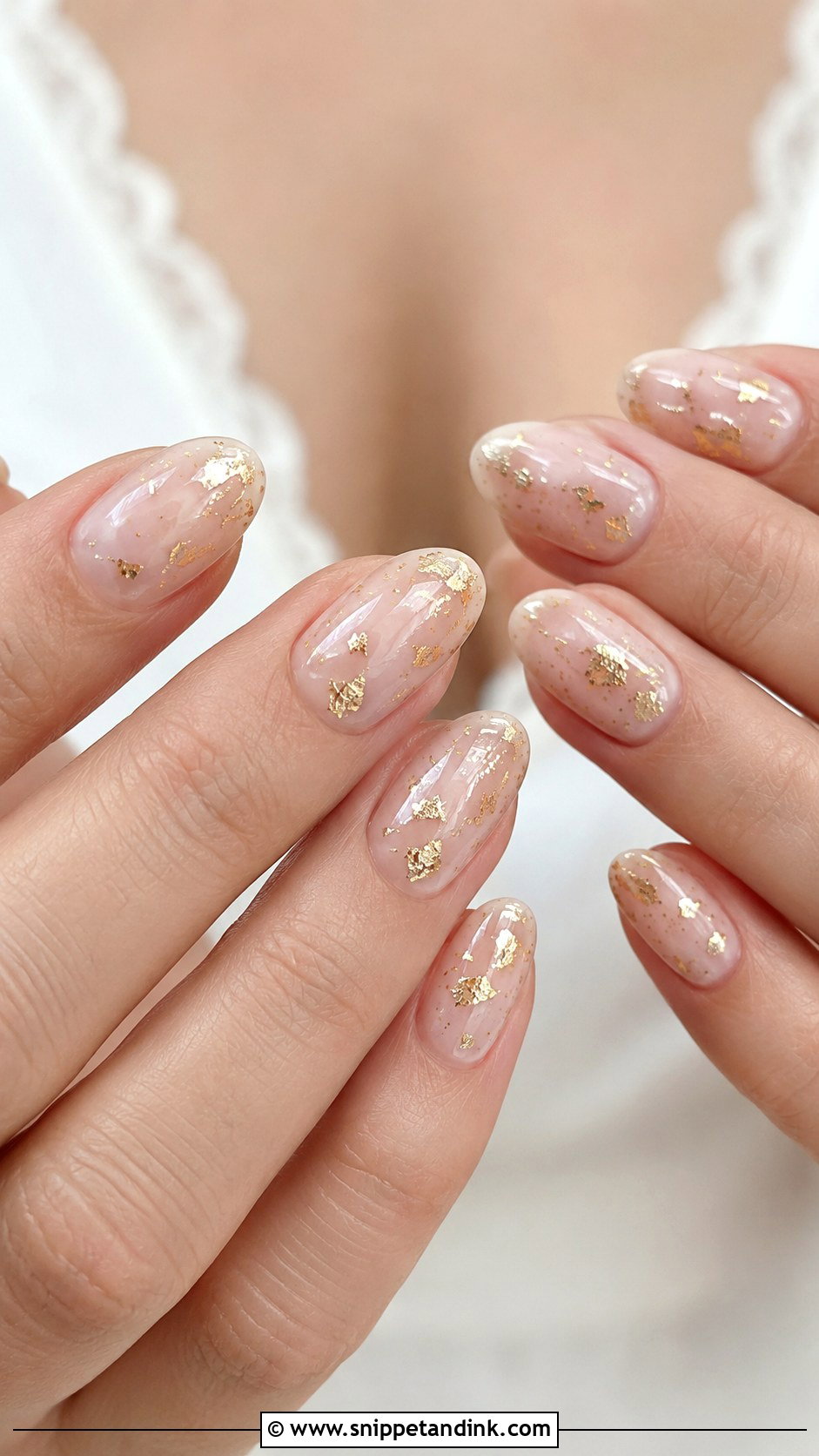 Gold Foil Bride Nails - Snippet and Ink - 30 Nails for the Bride Wedding