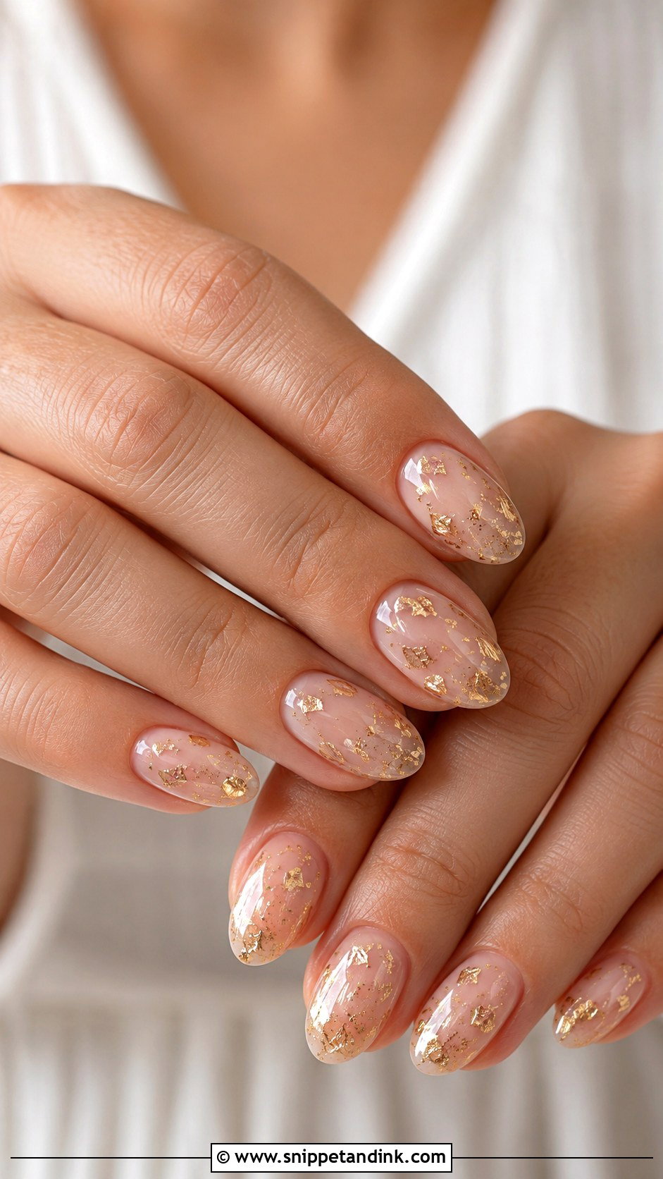 Gold Foil Bride Nails - Snippet and Ink - 20 Wedding Bride Nails Ideas