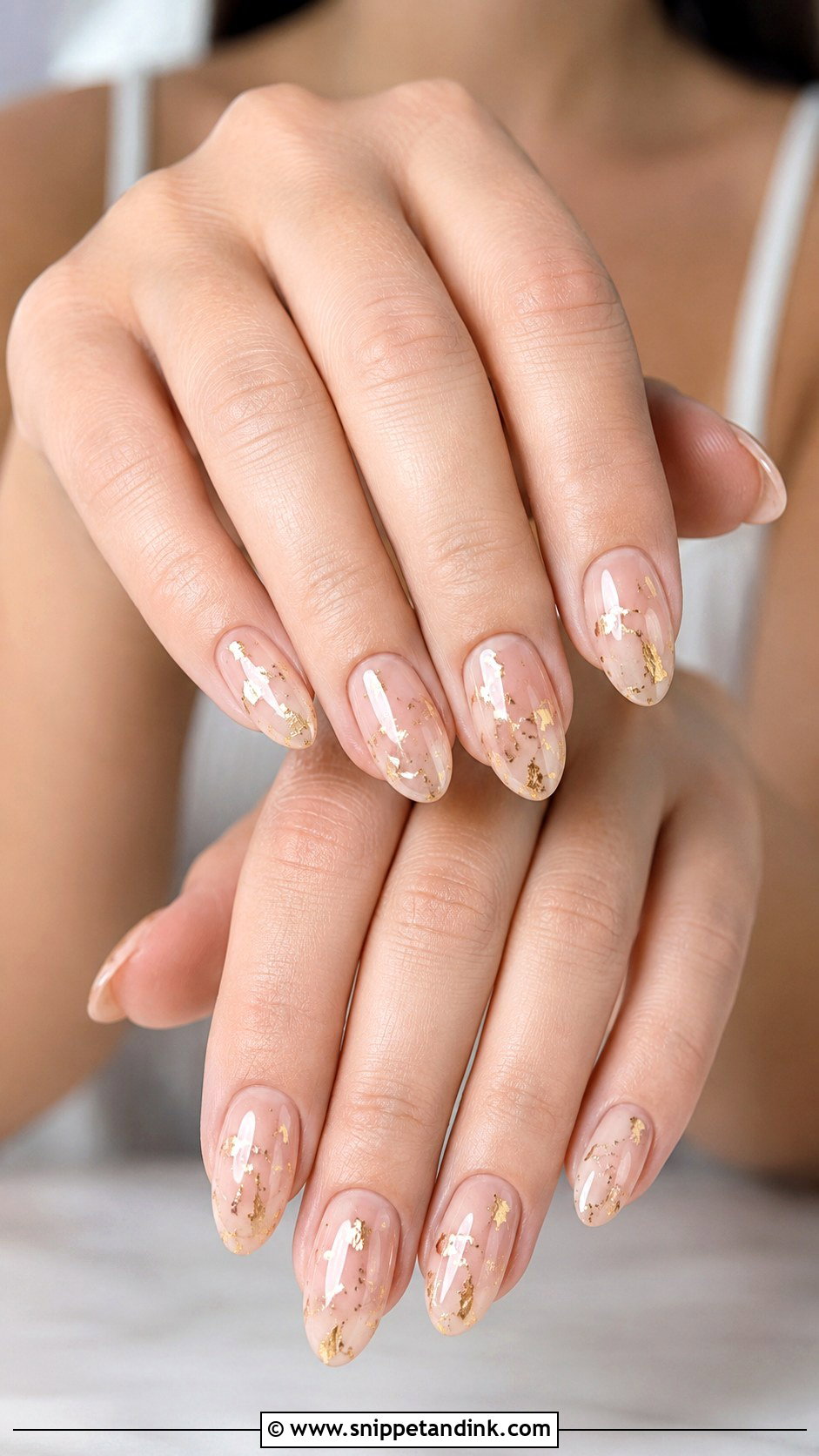 Gold Foil Bridesmaid Nails - Snippet and Ink - 30 Bridesmaid Nail Ideas