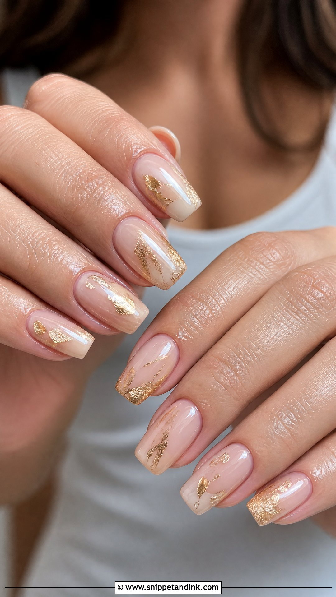 Gold Foil Bridesmaid Nails - Snippet and Ink - 35 Bridesmaid Nails