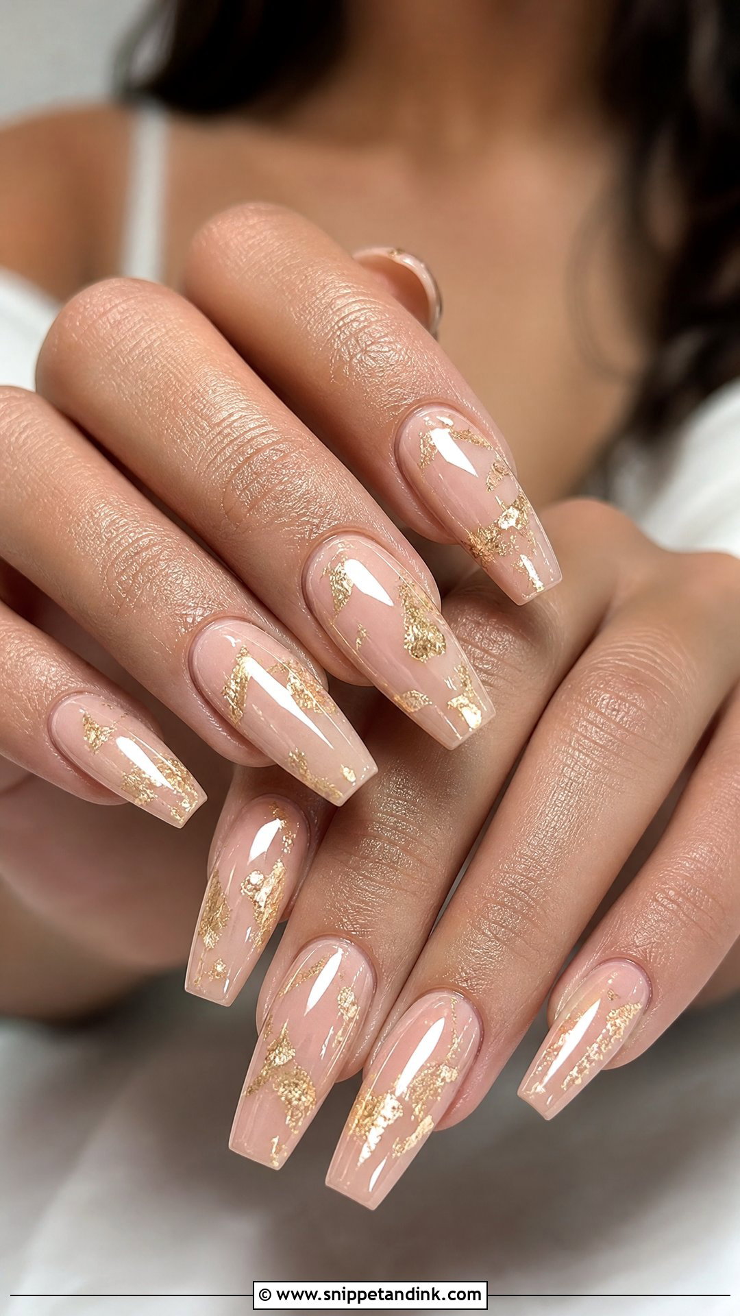 Gold Foil Coffin Wedding Nails - Snippet and Ink - 25 Coffin Wedding Nails