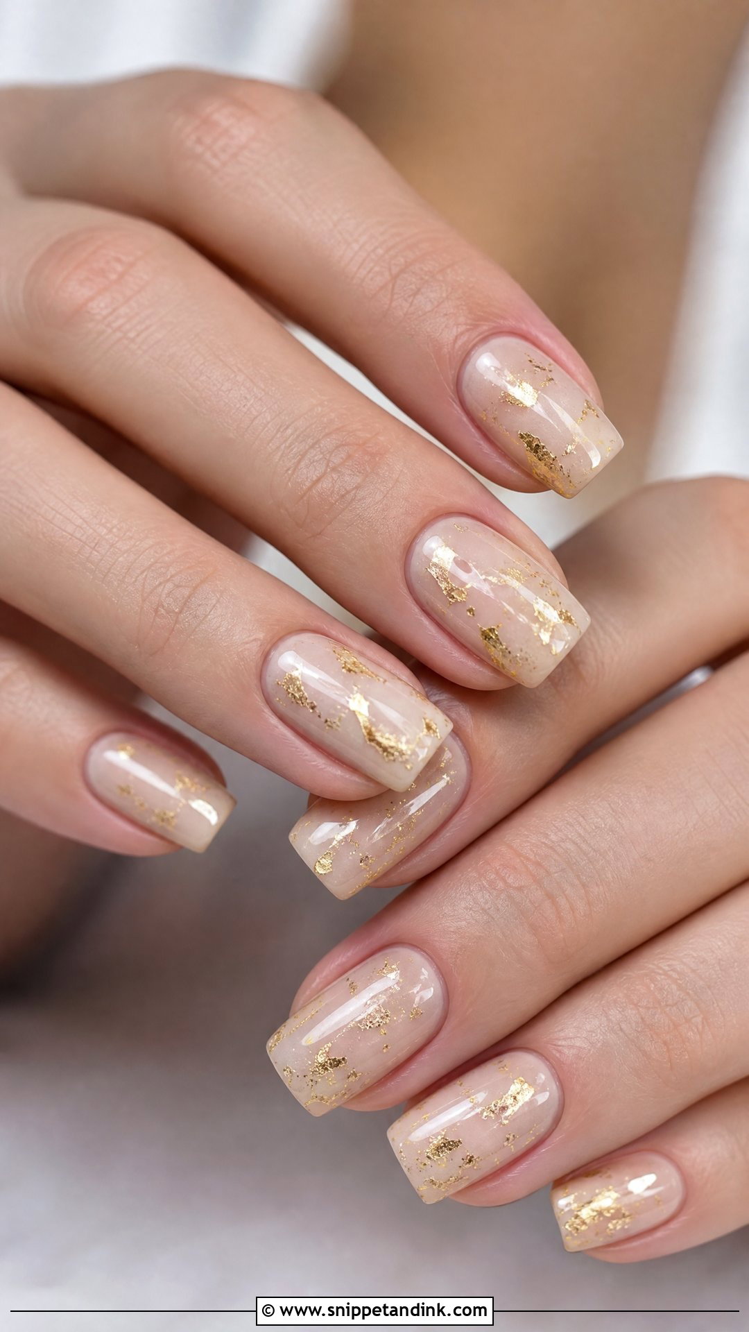 Gold Foil Fall Wedding Nails - Snippet and Ink - 25 Fall Wedding Nails for Bride