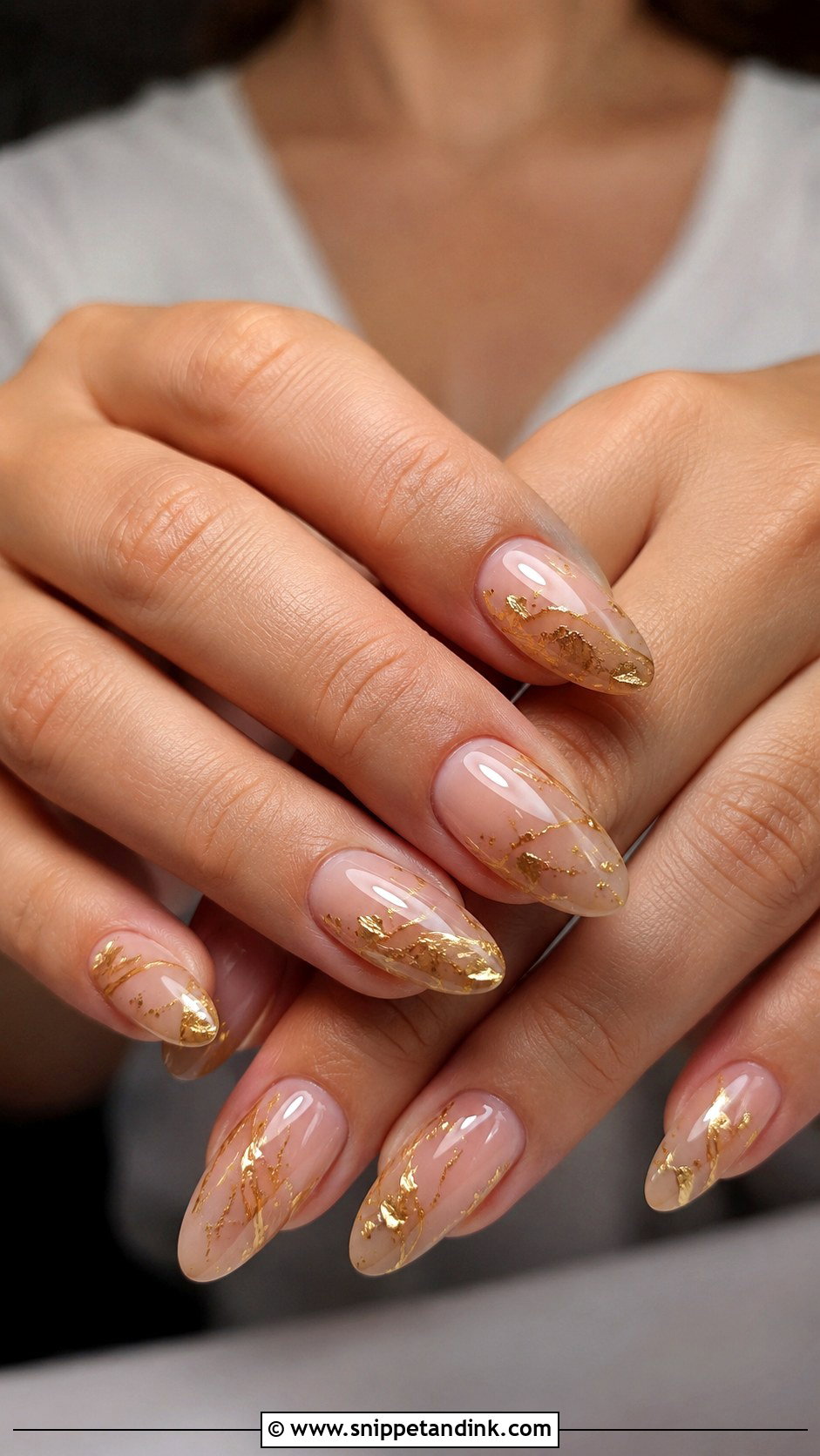 Gold Foil Gel Wedding Nails - Snippet and Ink - 20 Gel Nails for Wedding