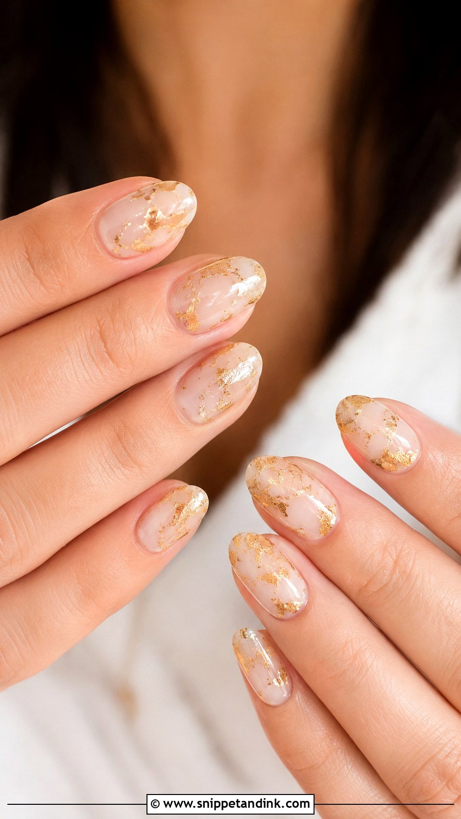 Gold Foil Nails For Sister Wedding - Snippet and Ink - 20 Nails for Sisters Wedding