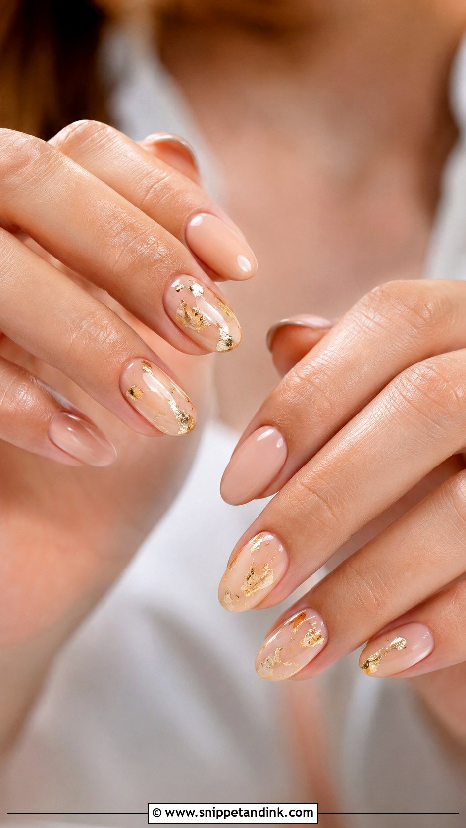 Gold Foil Oval Bridal Nails - Snippet and Ink - 20 Oval Bridal Nails