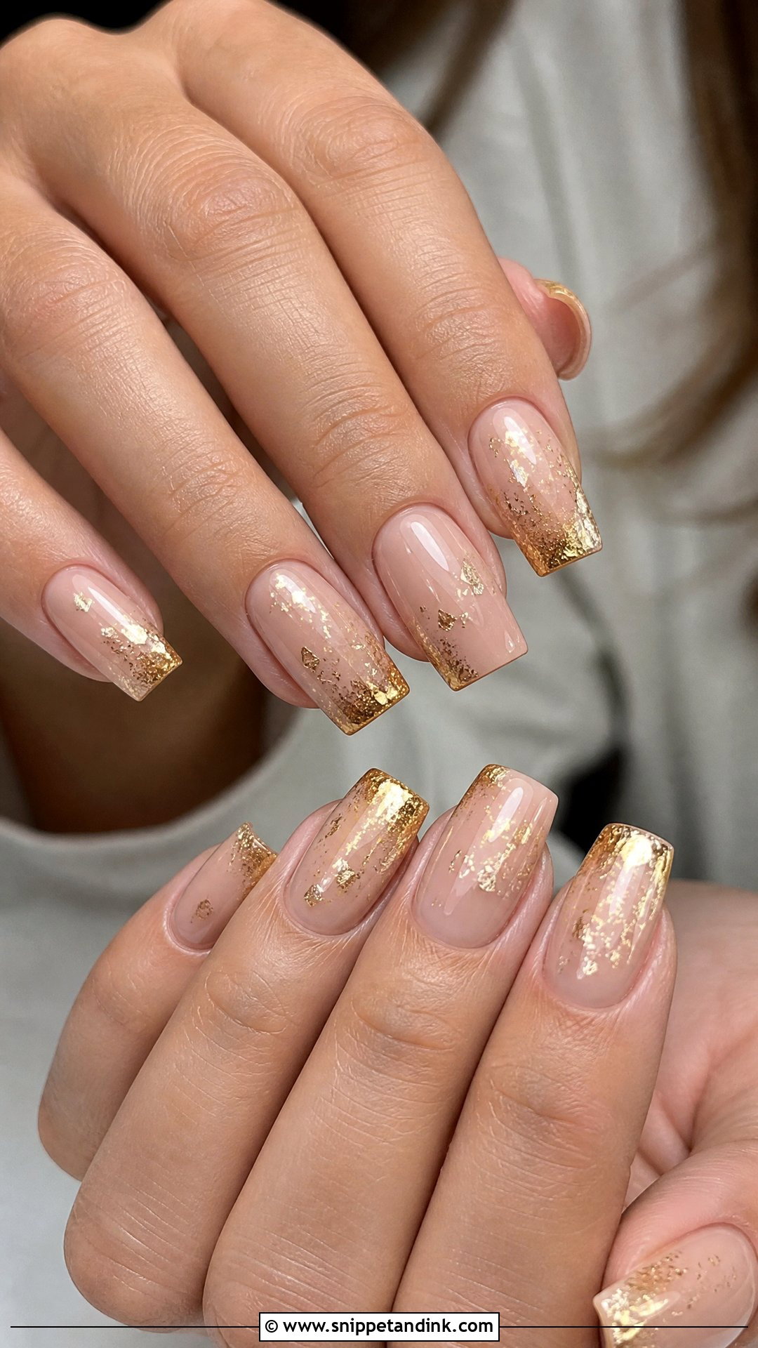 Gold Foil Square Bridal Nails - Snippet and Ink - 25 Square Bridal Nails