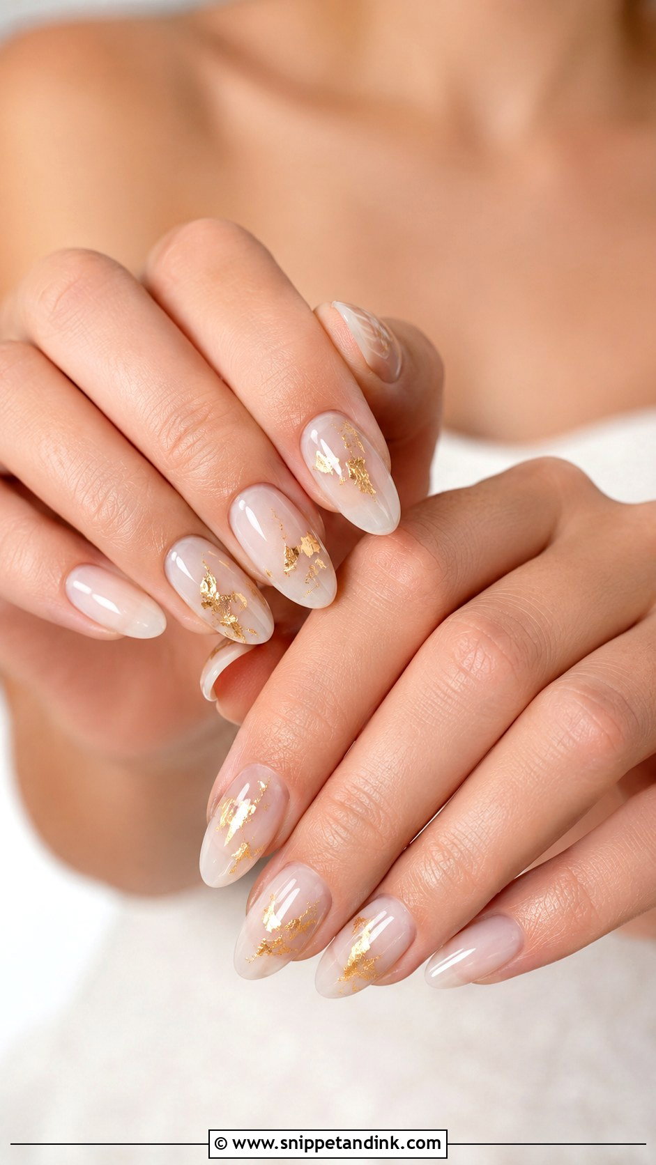 Gold Foil Wedding Almond Nails - Snippet and Ink - 20 Almond Nails Designs Wedding