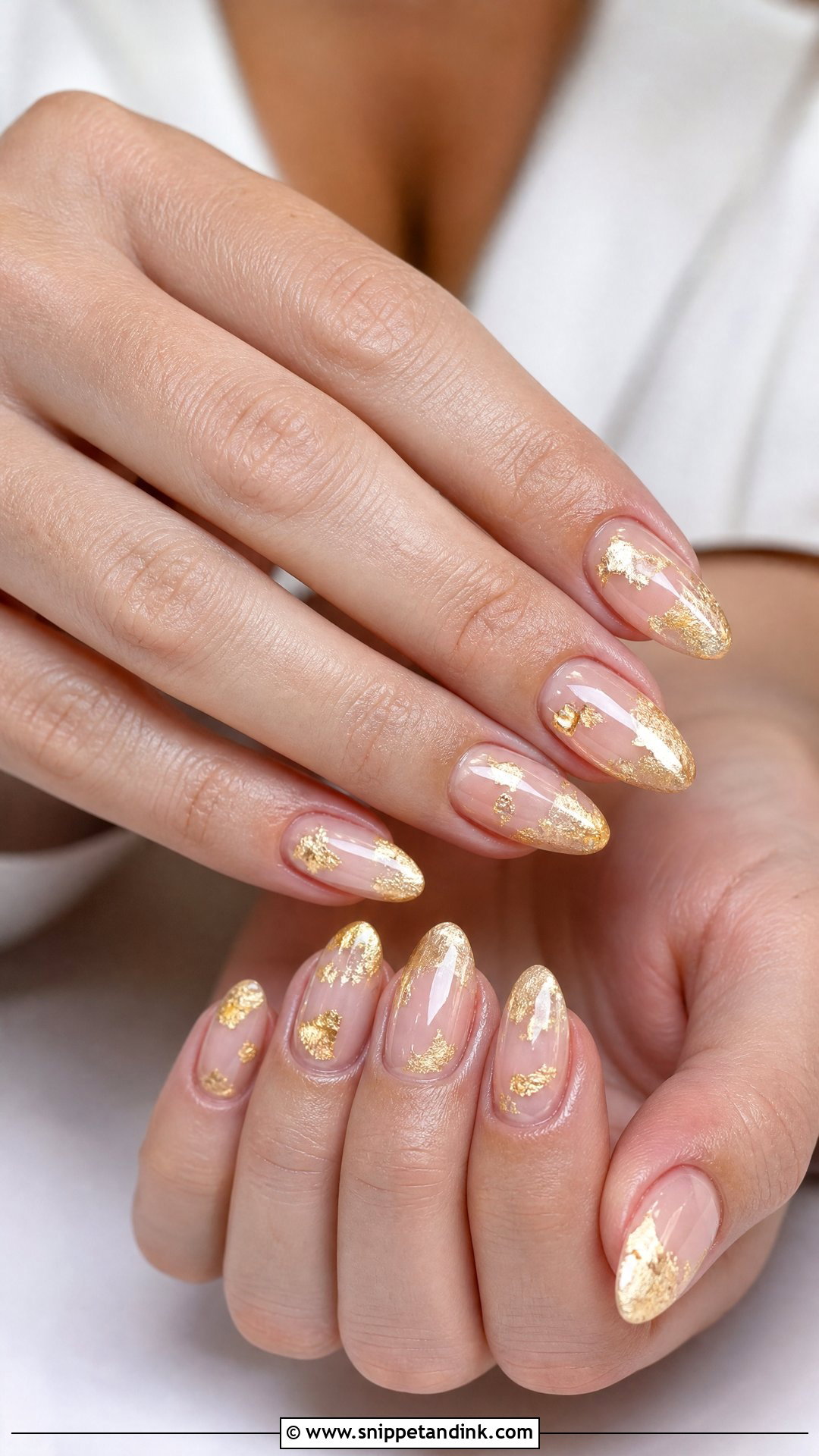 Gold Foil Wedding Nail Extensions - Snippet and Ink - 25 Nail Extension Designs for Wedding